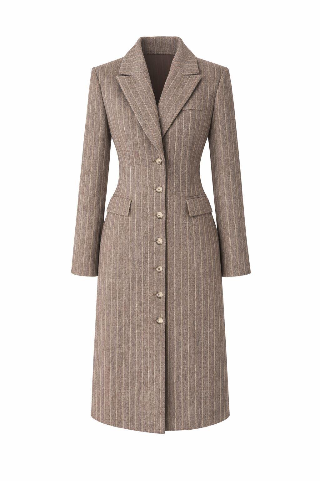 Belden Oturtmalı Kahve Kaşe Kaban