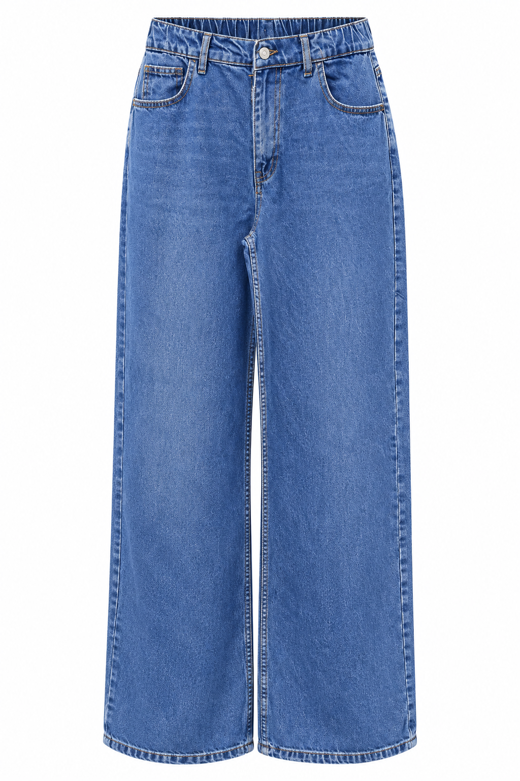 Beli Lastikli Rahat Kesim Mavi Jean