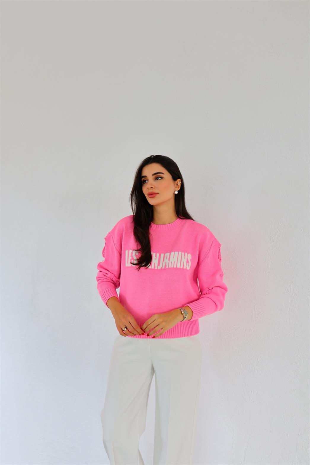 Benji Kol Detaylı Pembe Sweat