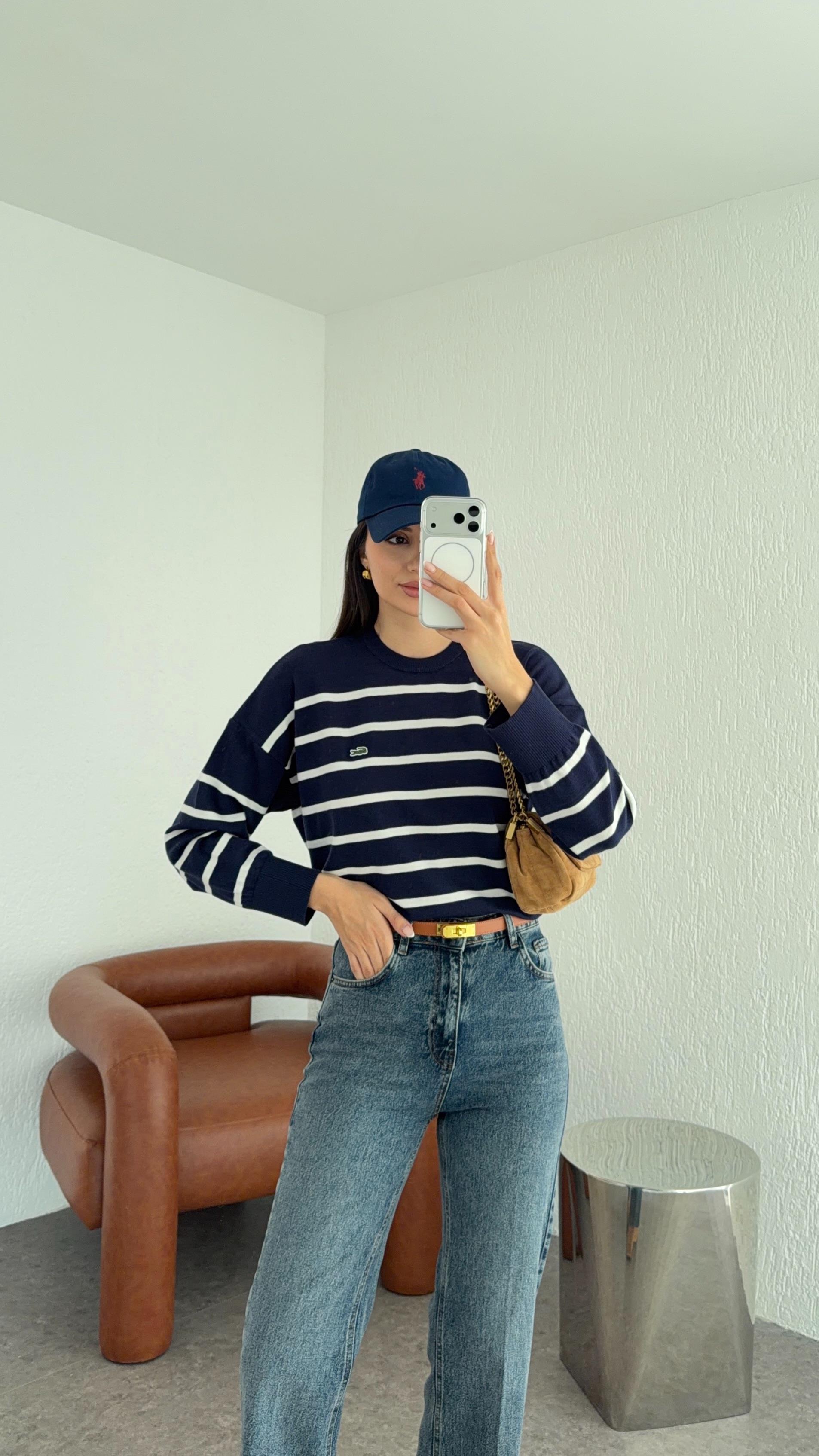 Beyaz Çizgili Triko