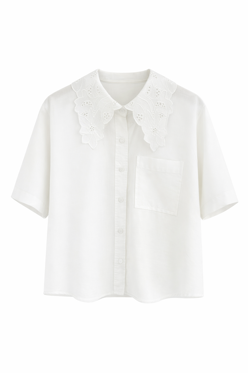 Beyaz Dantel Yakalı Gömlek