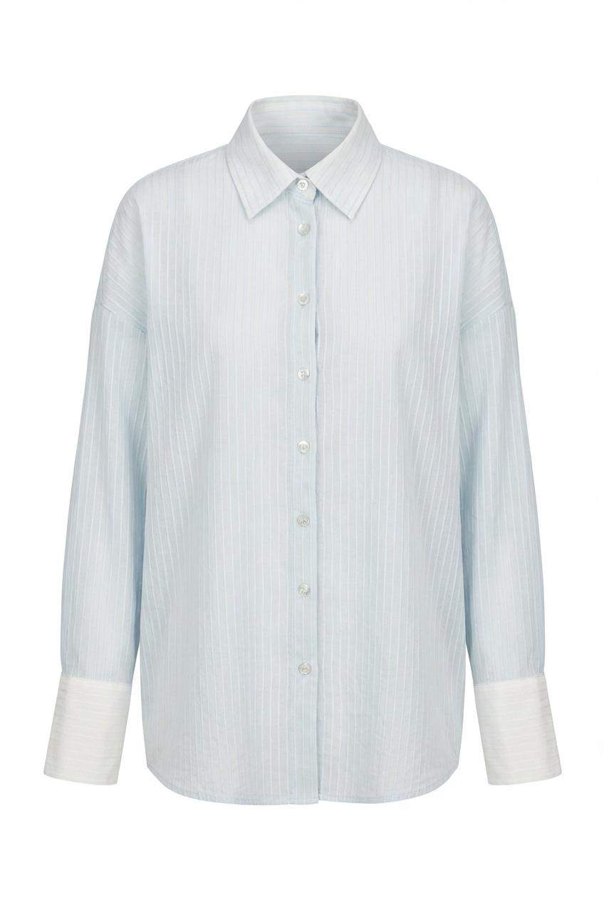 Beyaz Manşetli Açık Mavi Gömlek