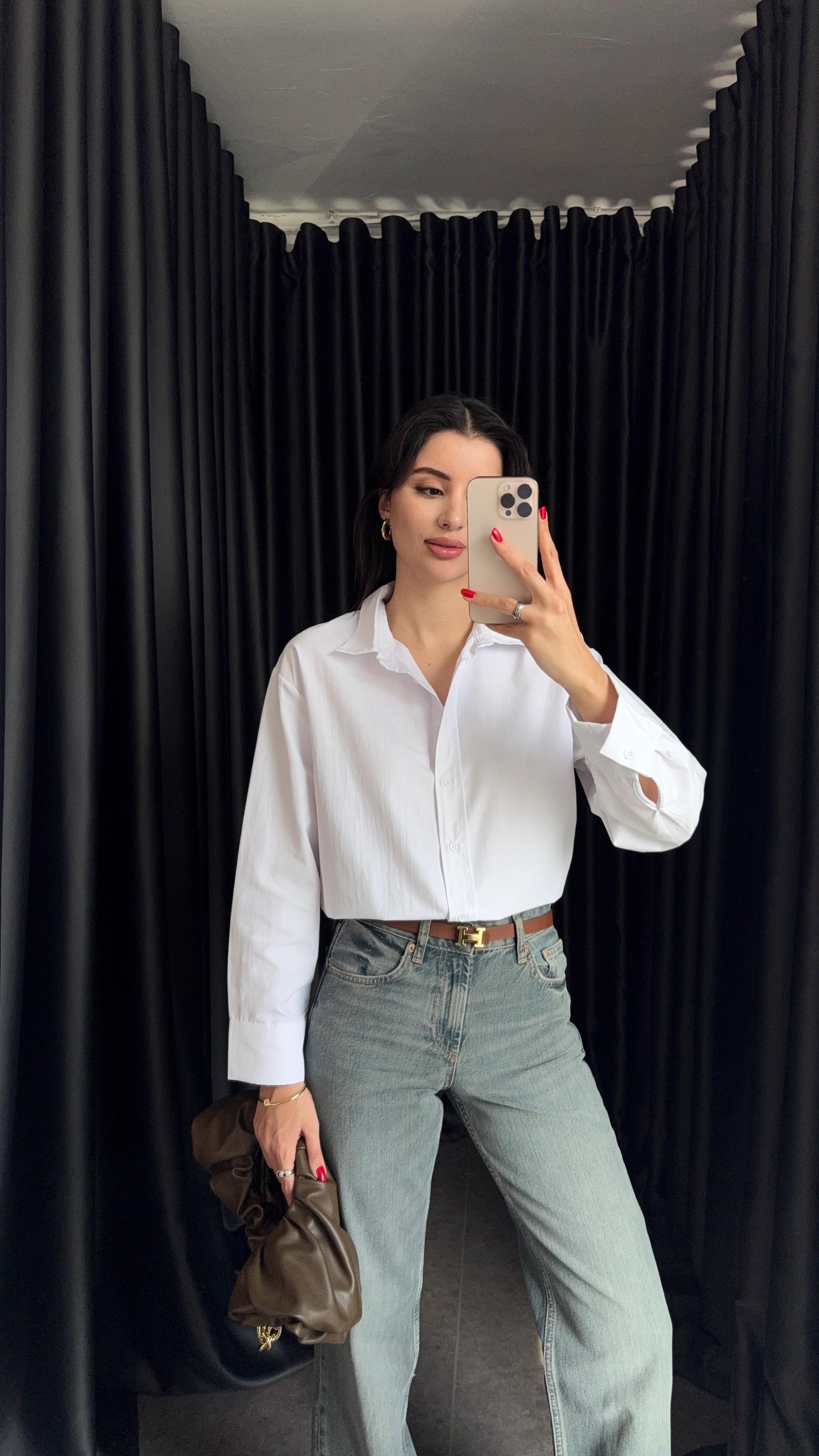 Beyaz Poplin Gömlek