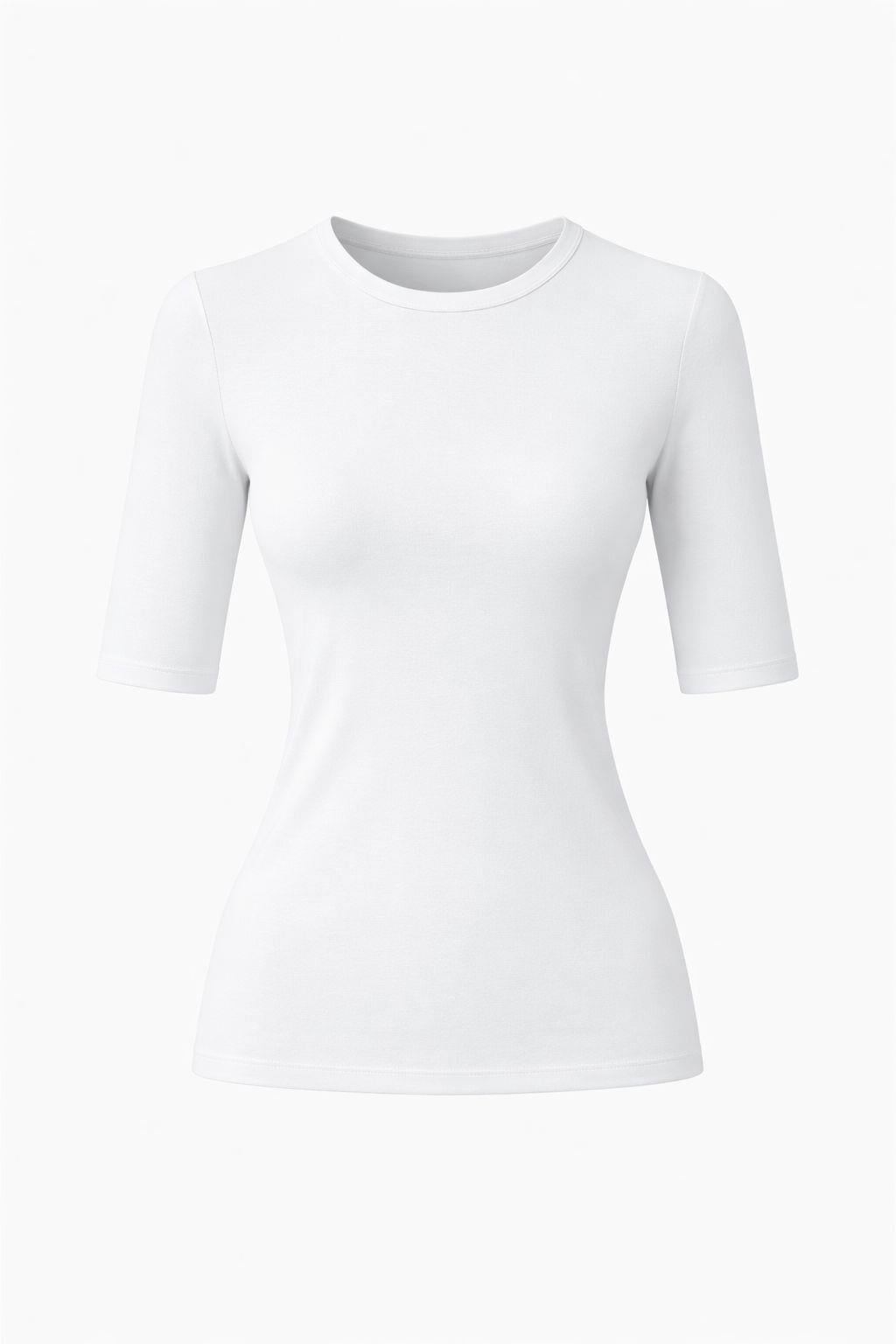 Bisiklet Yaka Yarım Kol Beyaz Badi