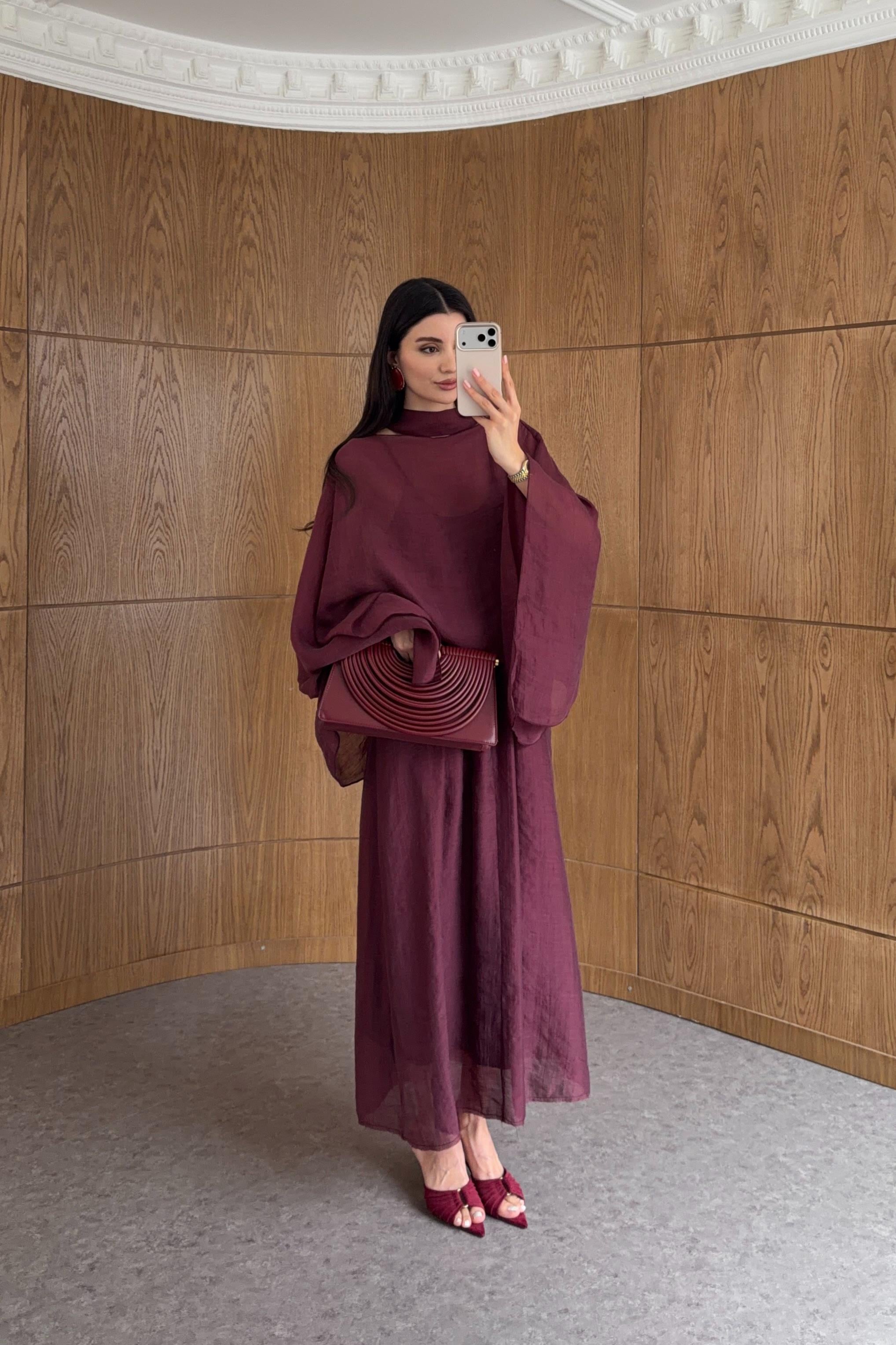 Bordo Bluzlu Elbise Takım