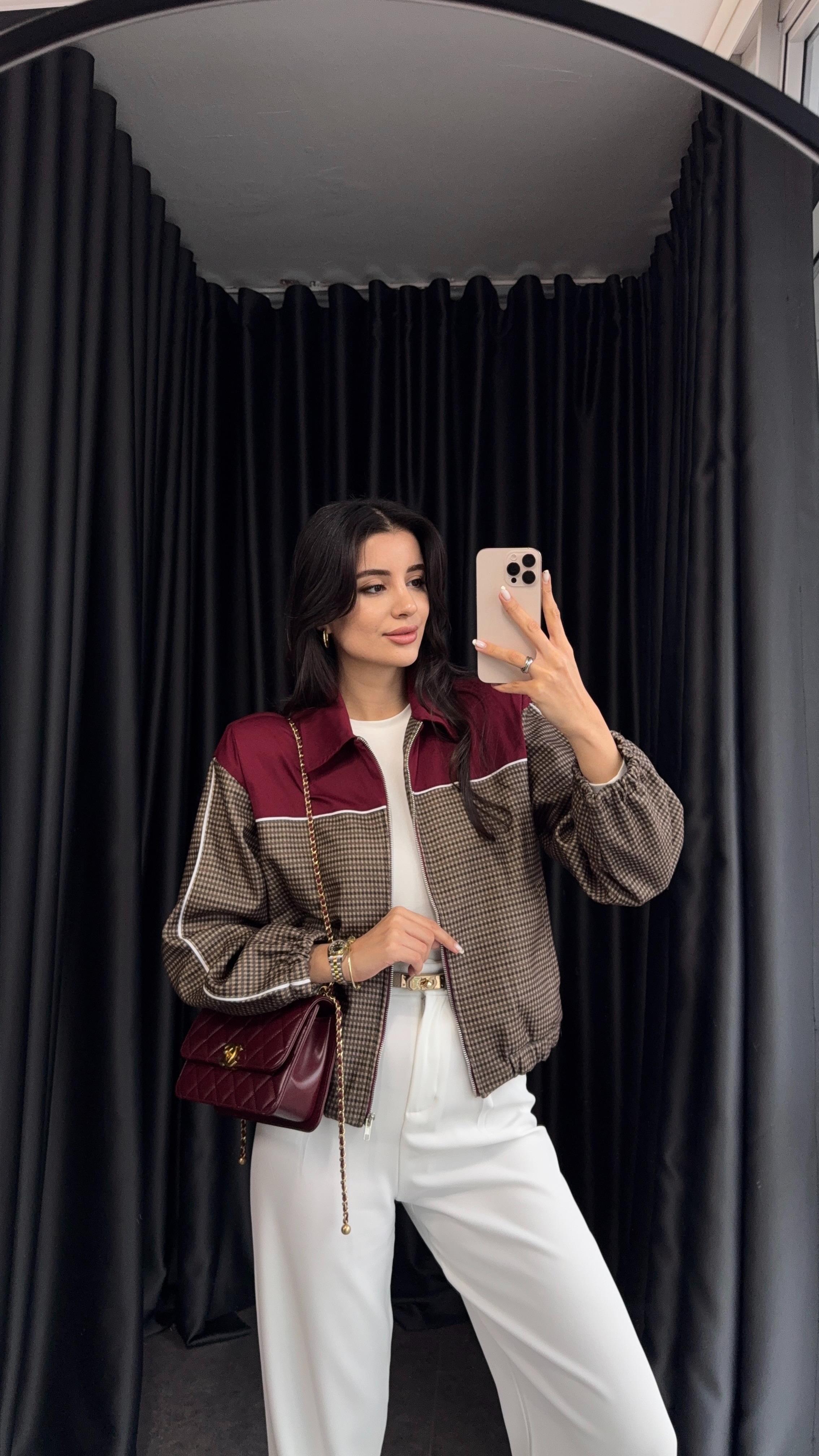 Bordo Detaylı Ceket