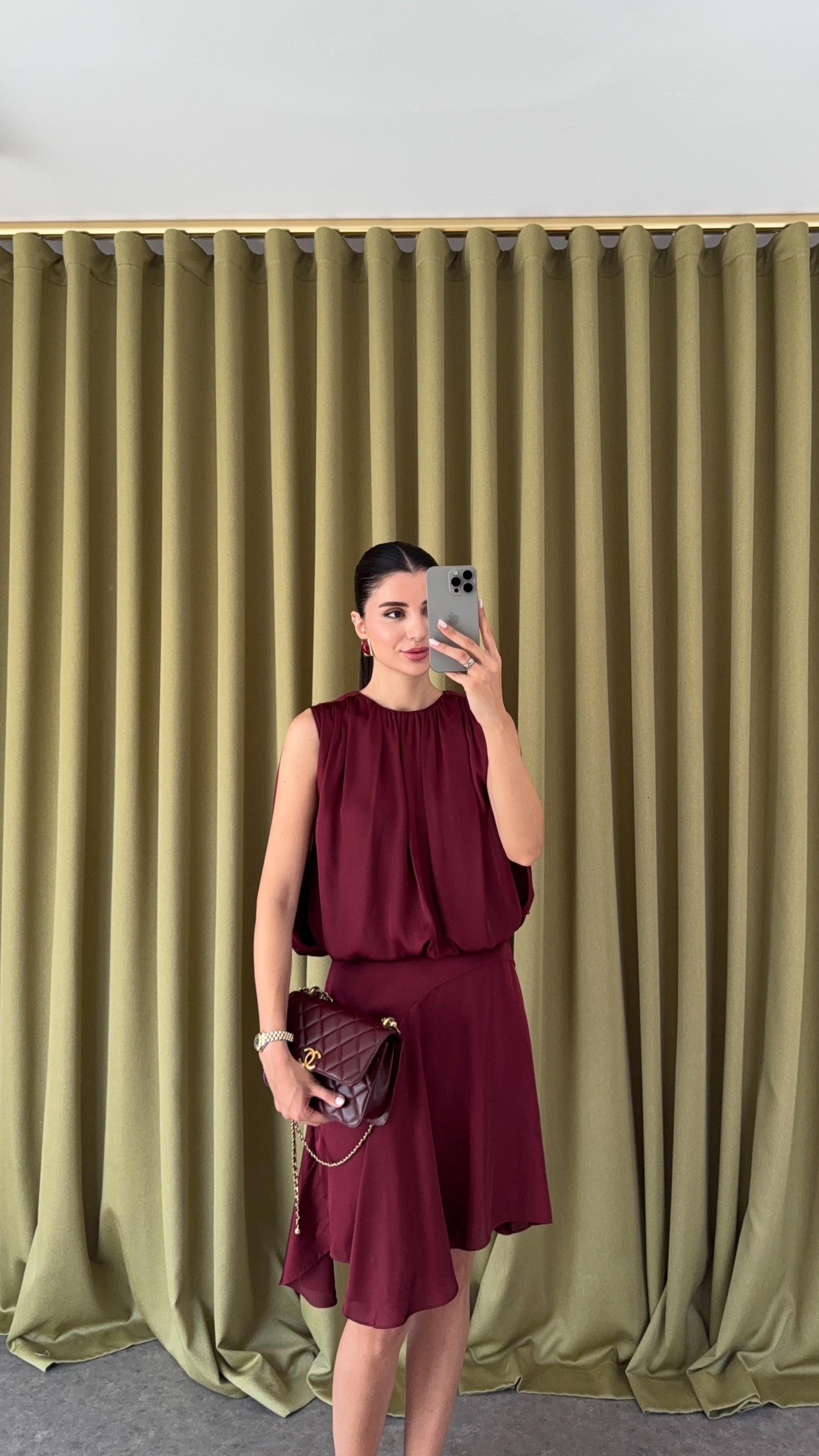 Bordo Saten Bluz