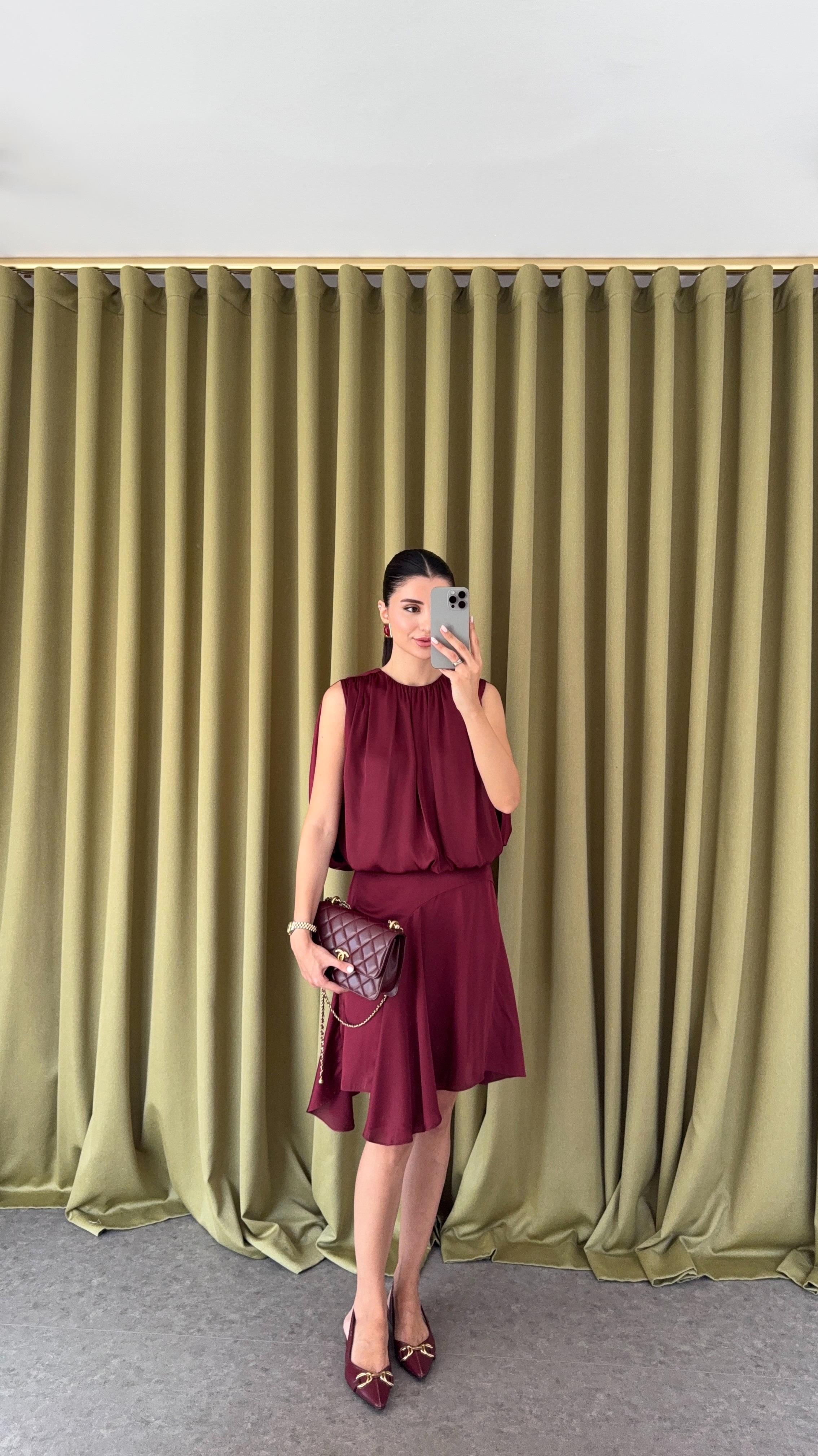 Bordo Saten Etek