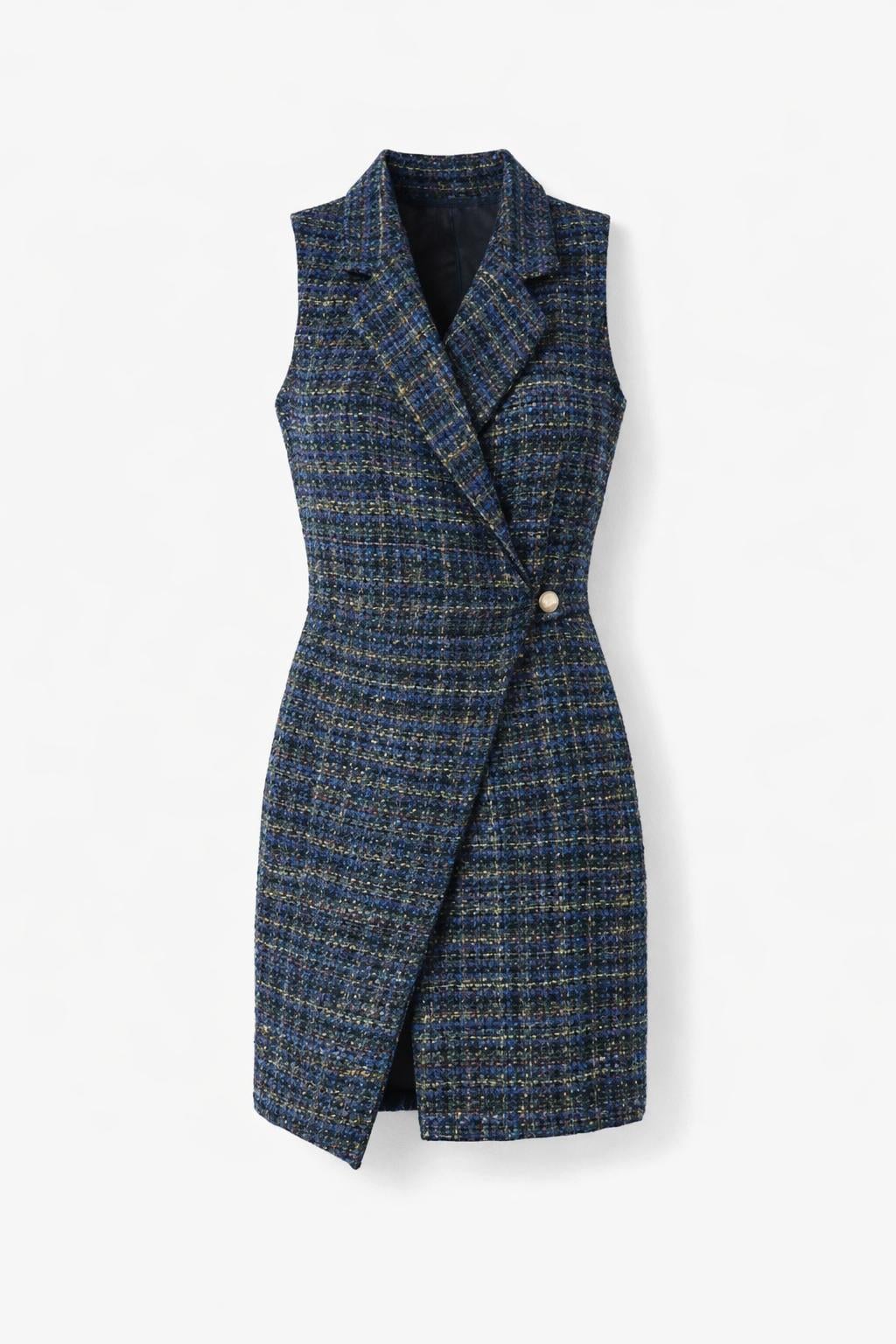Buklet Lacivert Tüvit Elbise