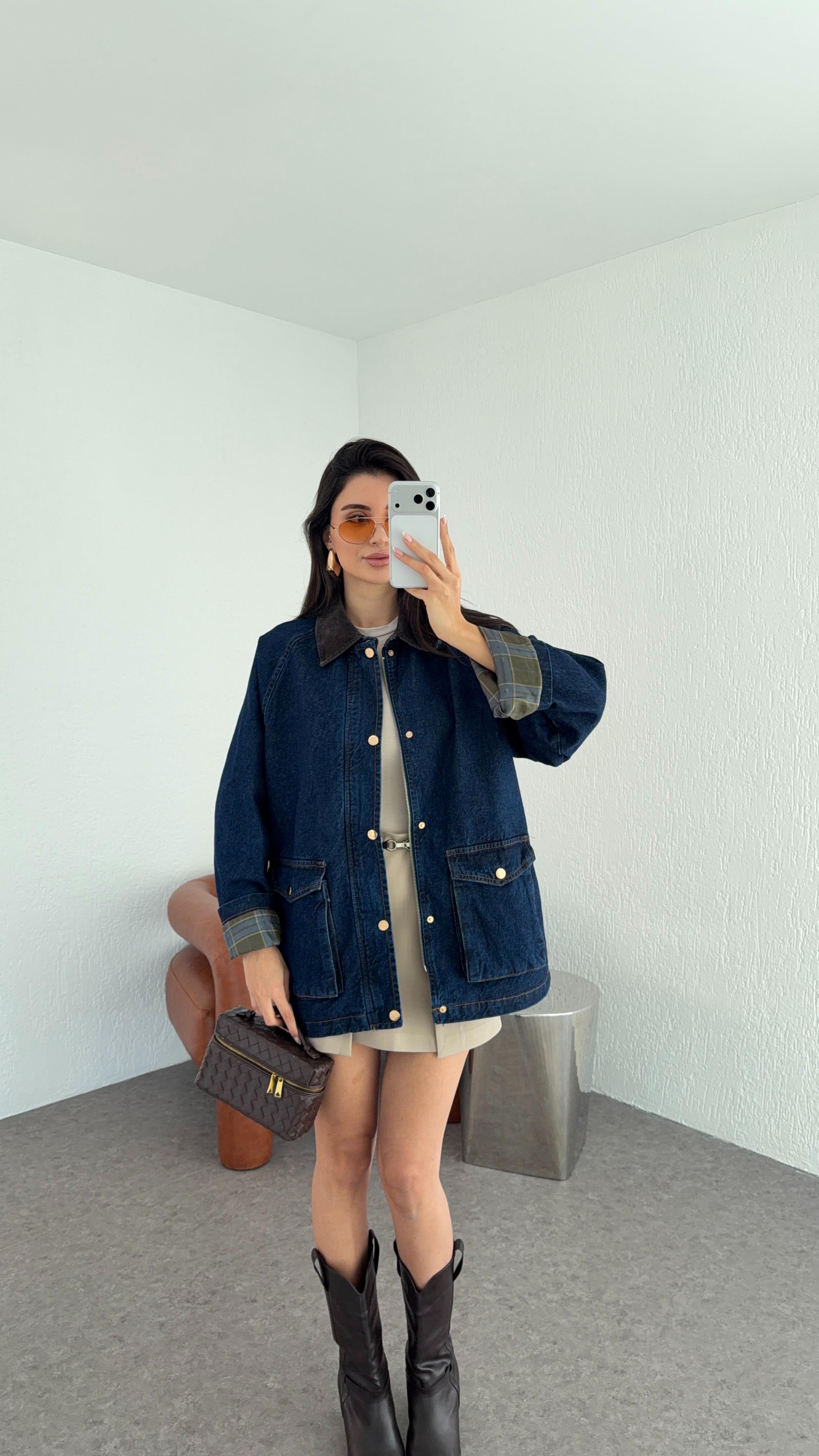 Cepli Astarlı Denim Ceket