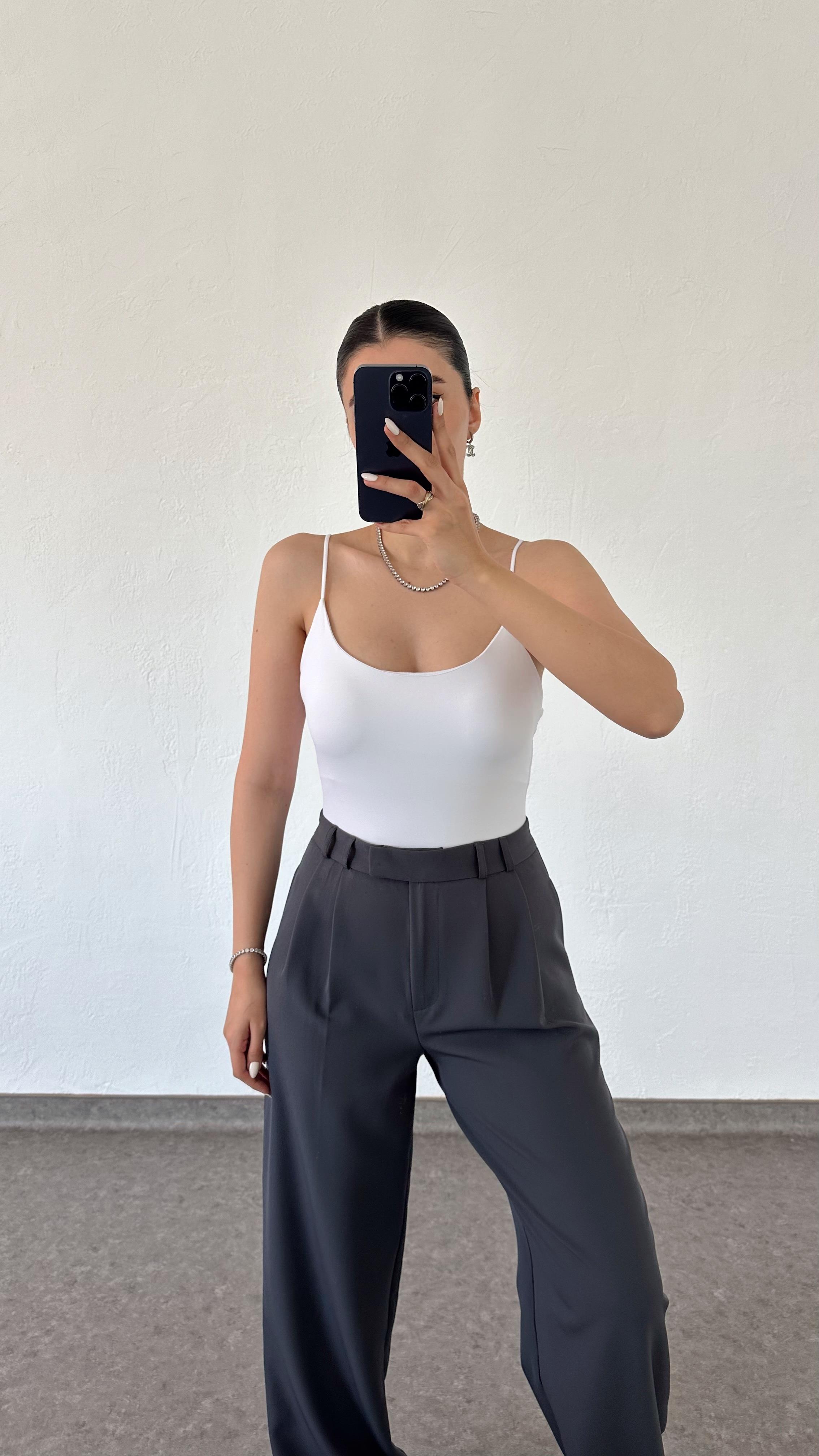 Çift Kat Beyaz Bodysuit