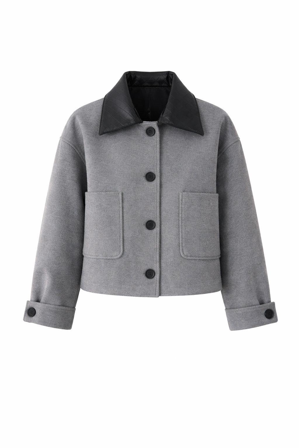 Çıkma Yaka Gri Kaşe Ceket