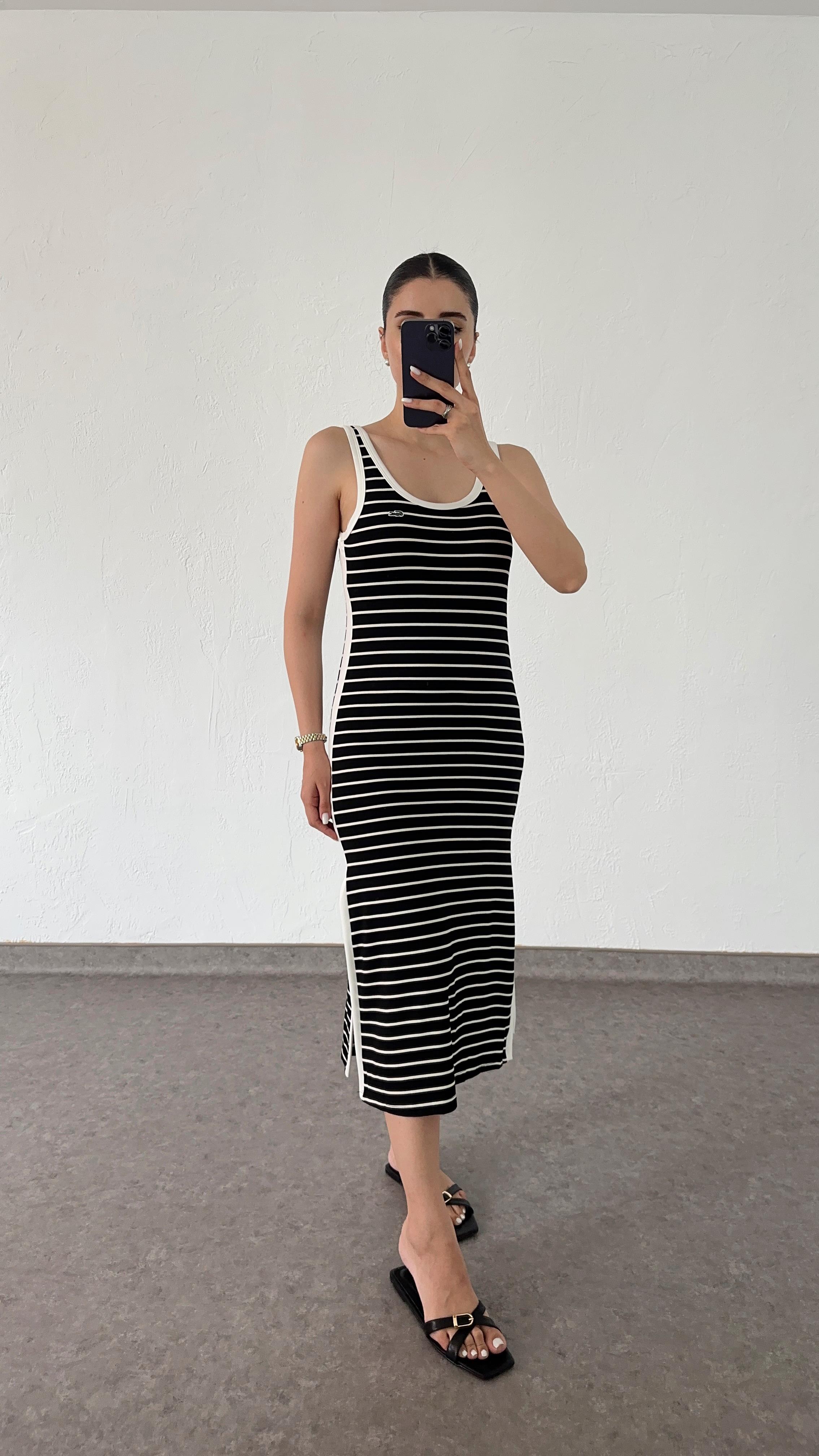 Çizgili Siyah Elbise