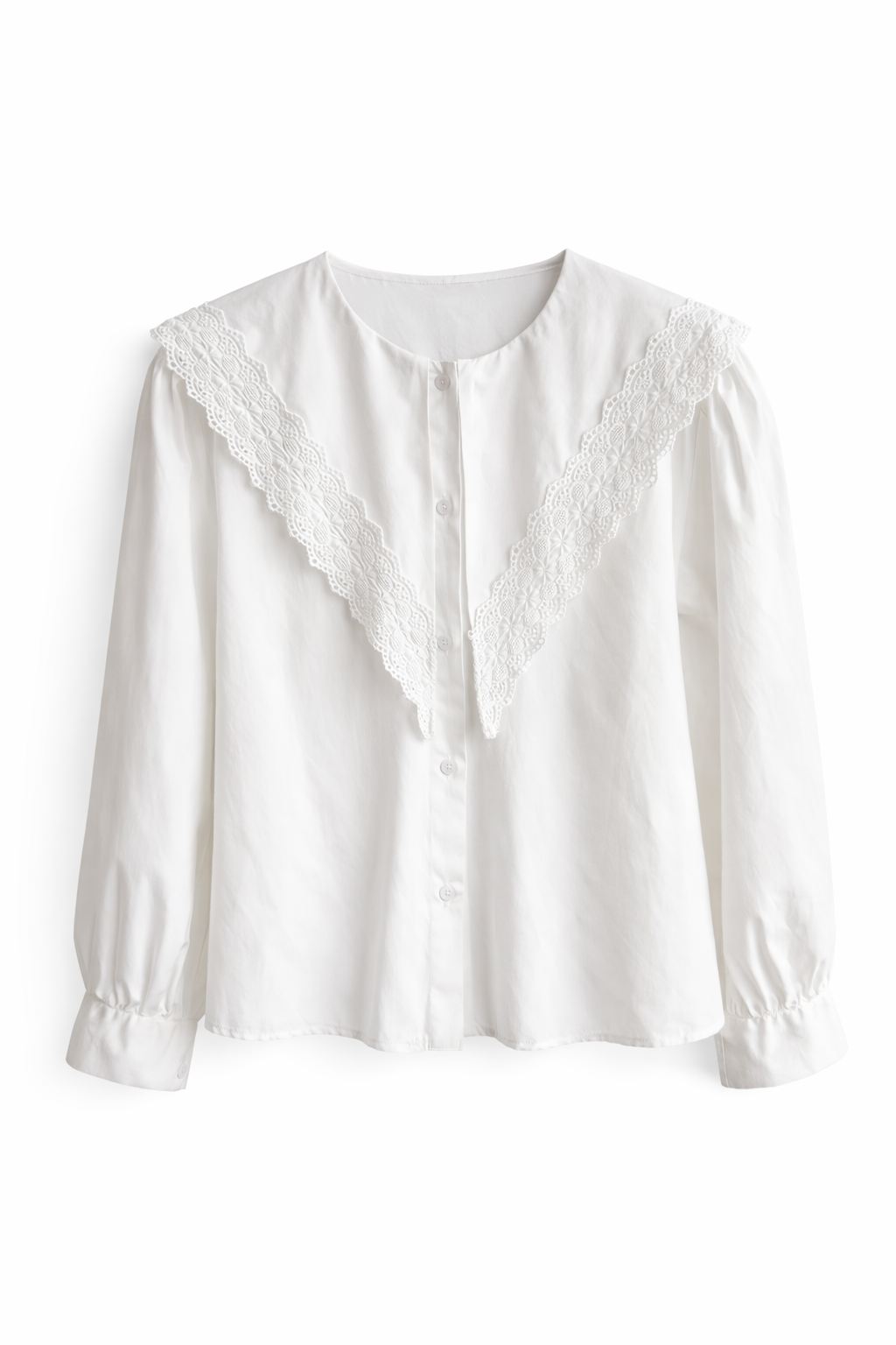 Dantel Yaka Beyaz Gömlek