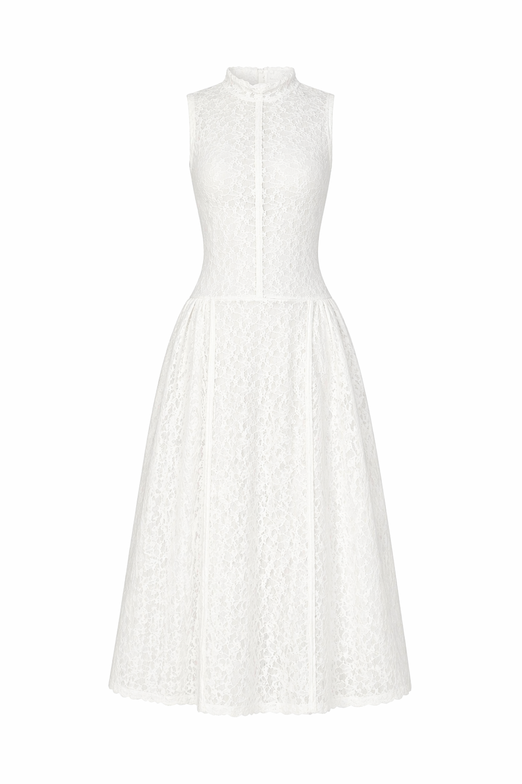 Dantelli Beyaz Premium Biyeli Elbise