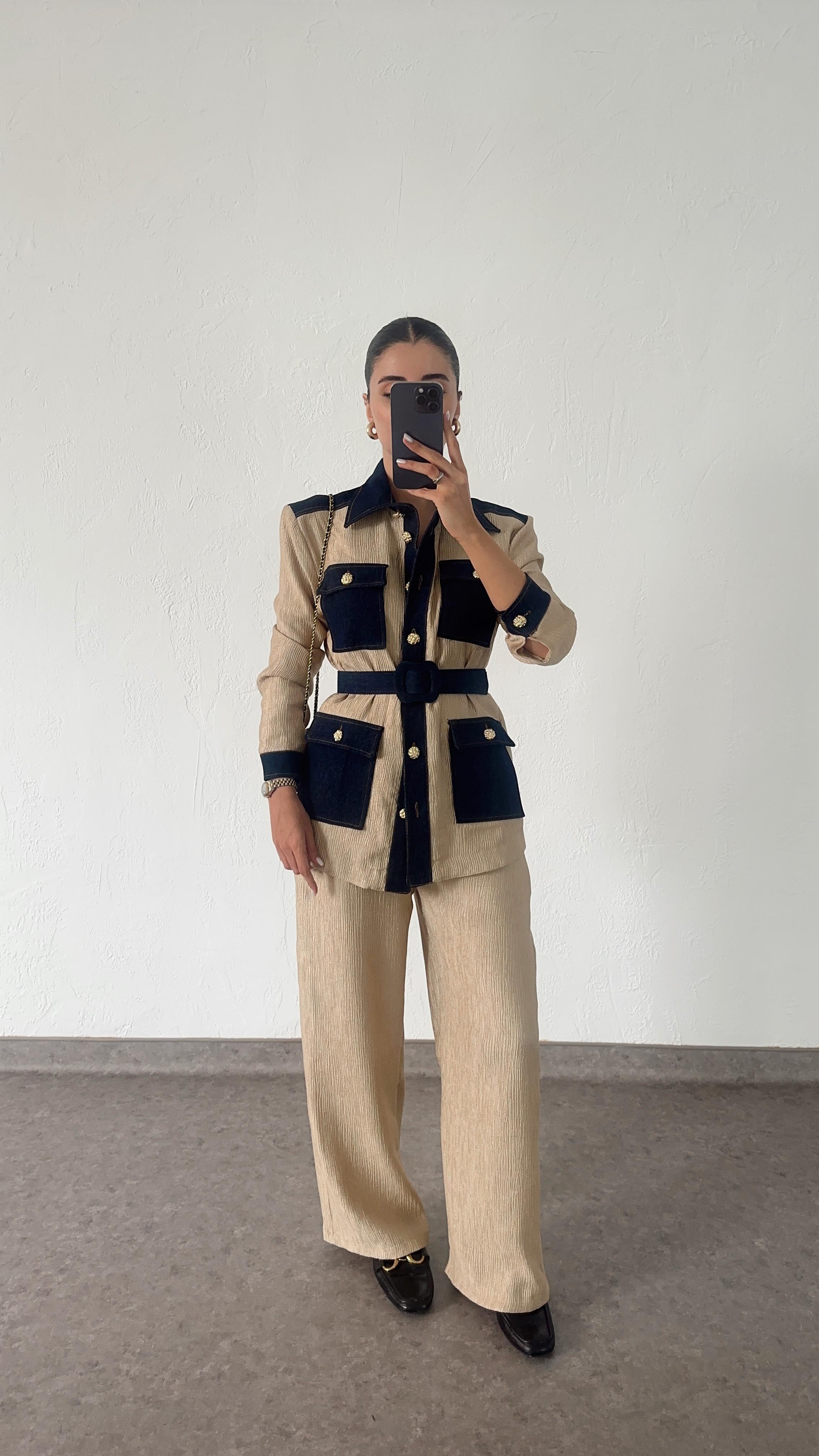 Denim Detaylı Premium Takım