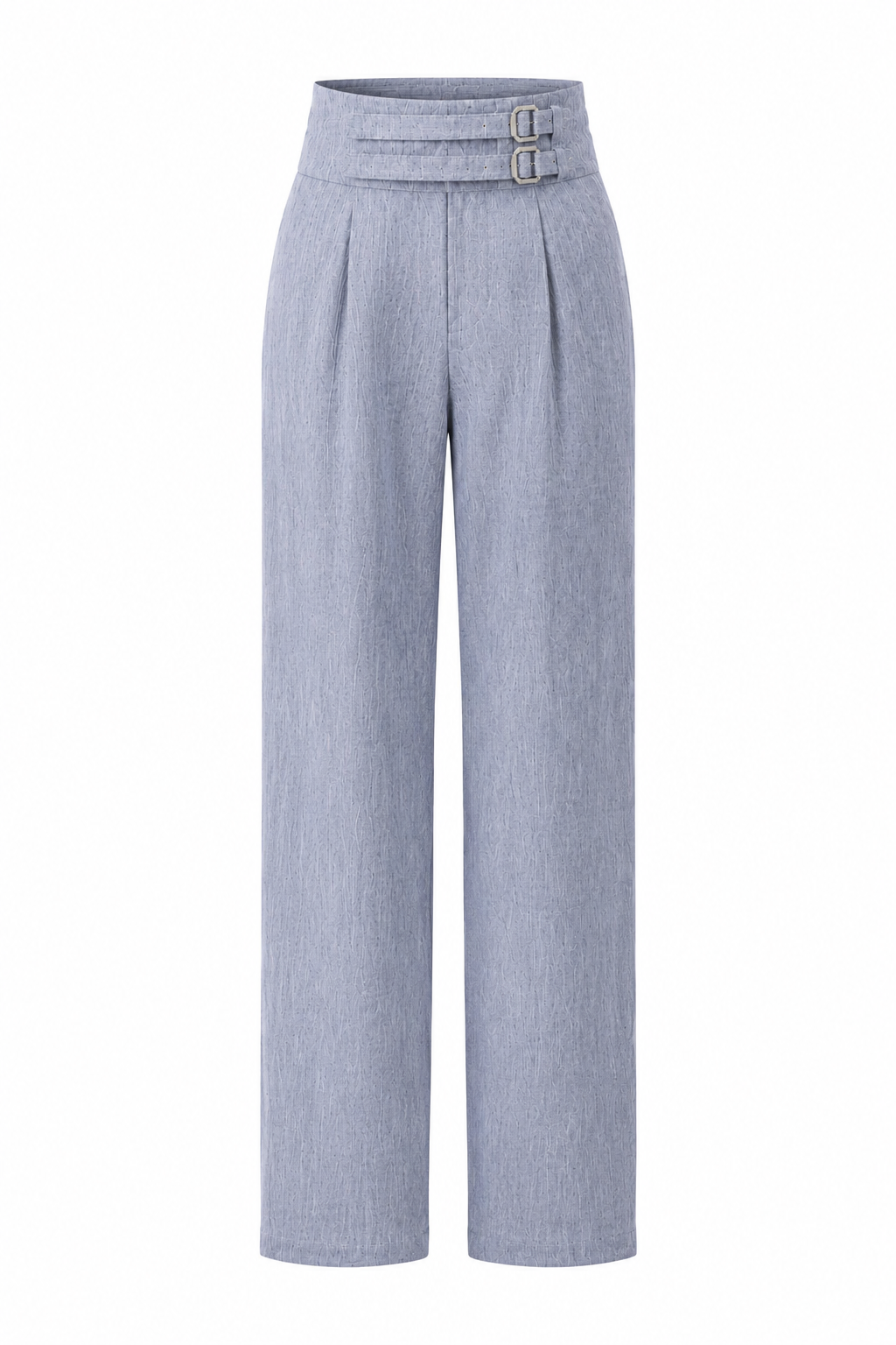 Denim Görünümlü Kemer Detaylı Keten Pantolon