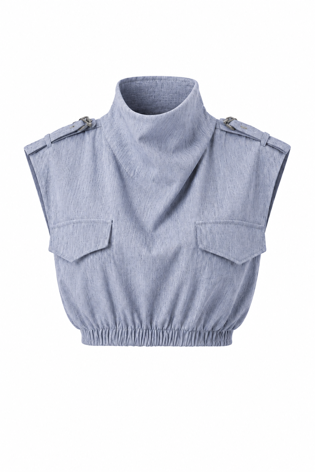Denim Görünümlü Keten Bluz