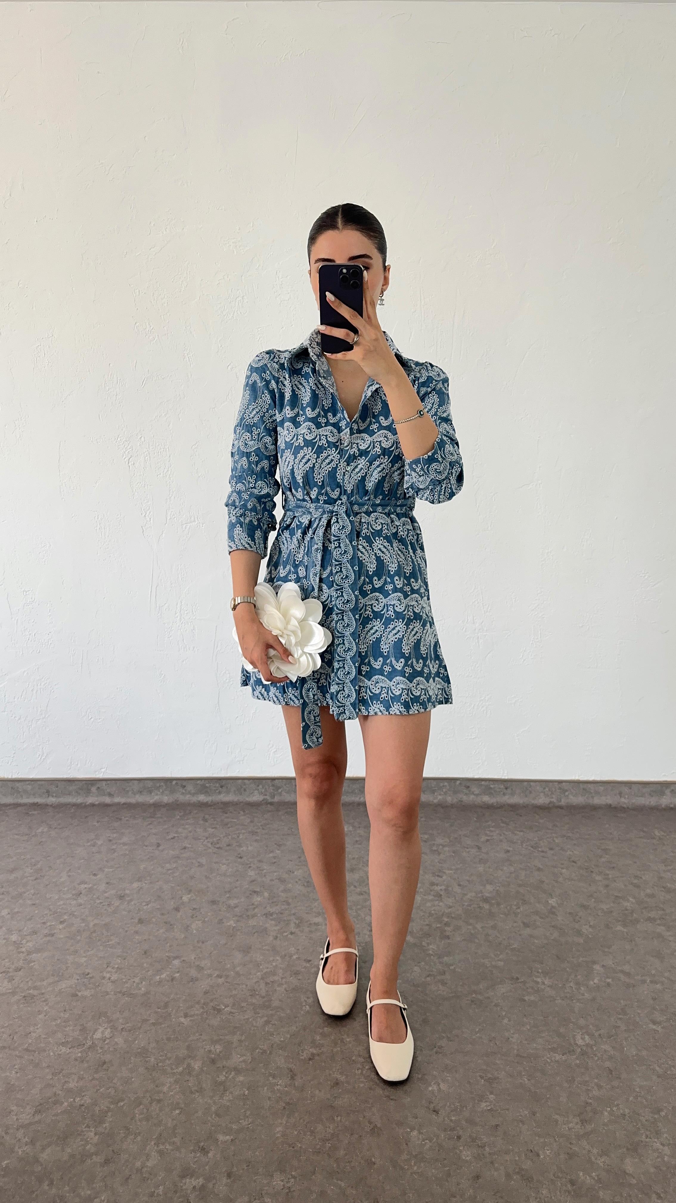 Denim Mavi Fisto Elbise