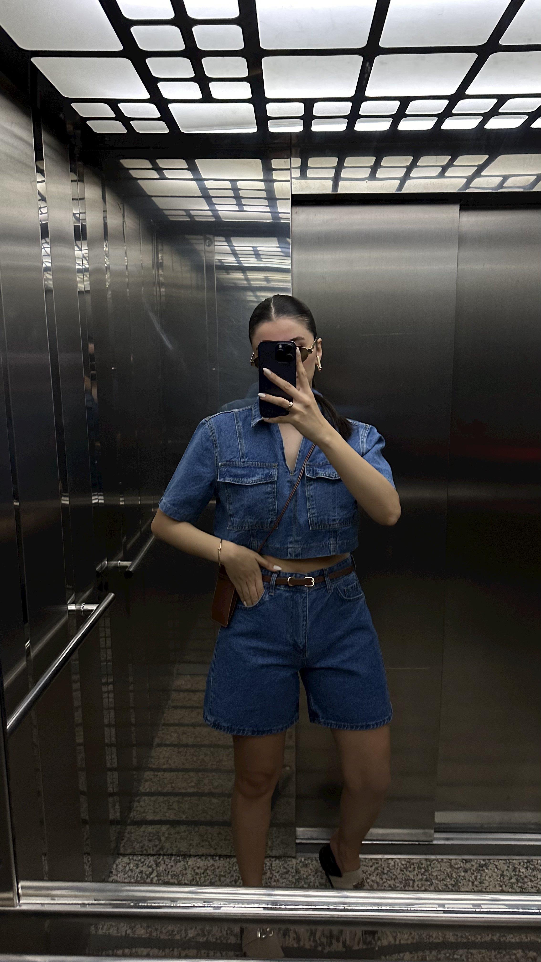 Denim Şort-Bluz Takım