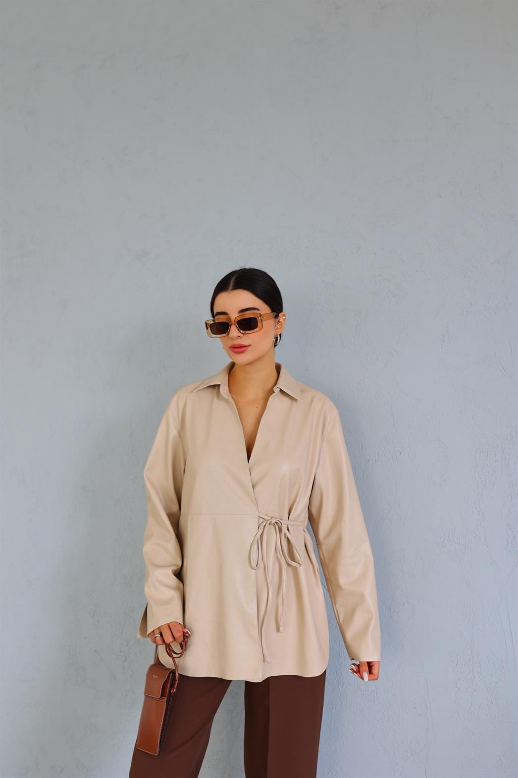 Deri Kruvaze Gömlek