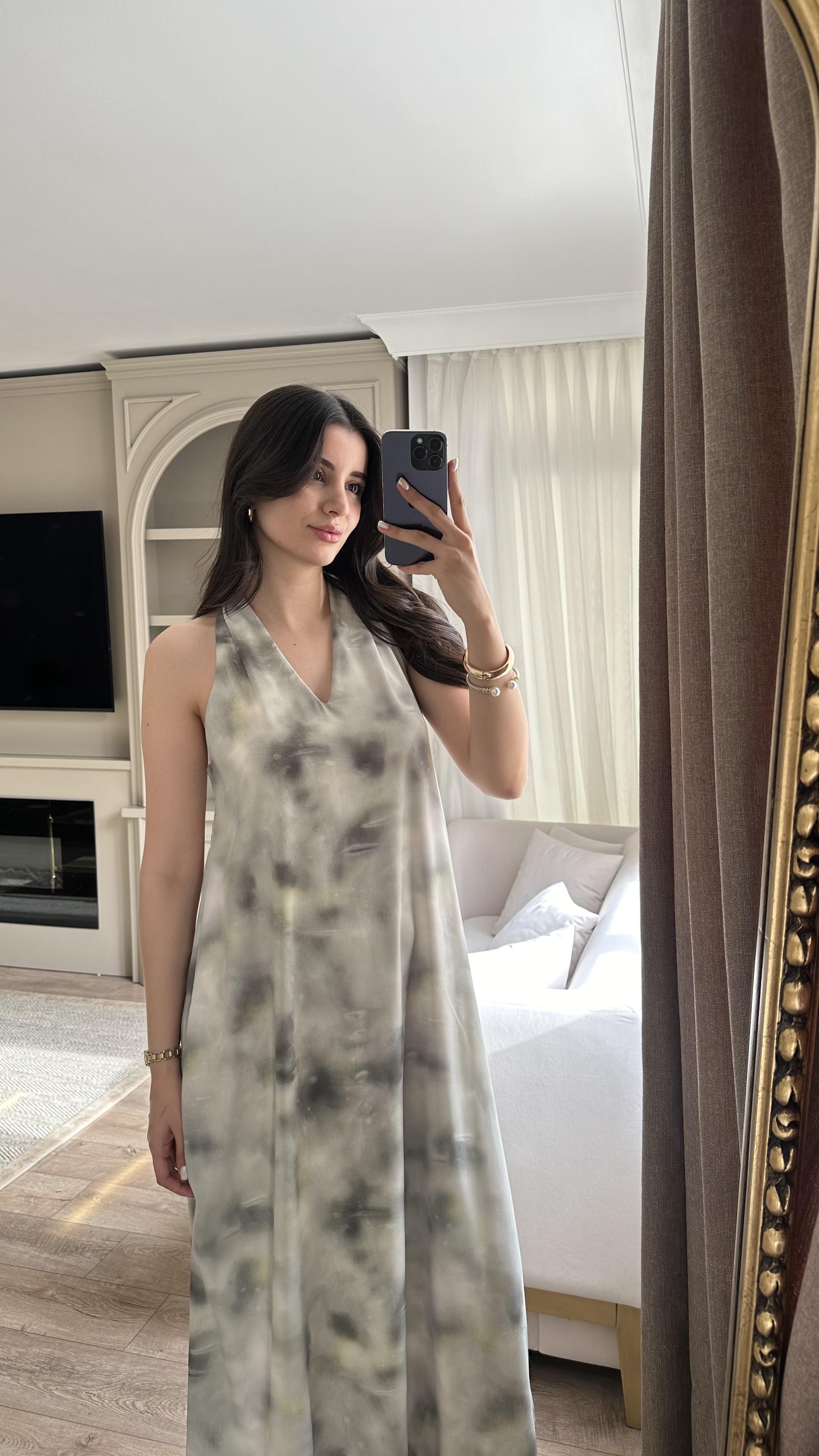 Desenli Astarlı Elbise
