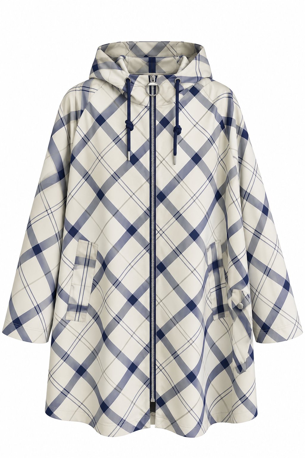 Desenli Lacivert Parka Ceket