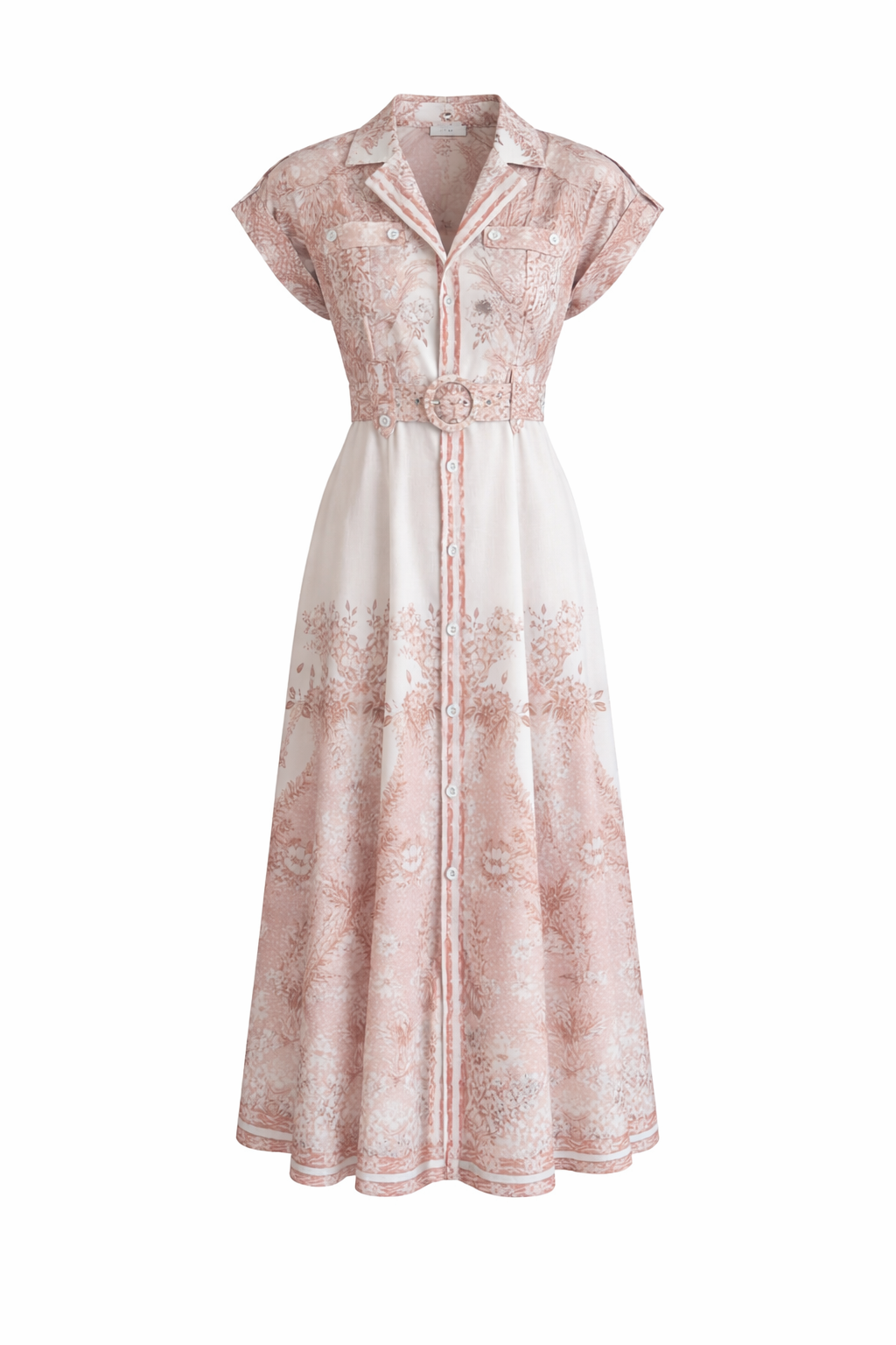 Dijital Baskı Pastel Rose Keten Elbise