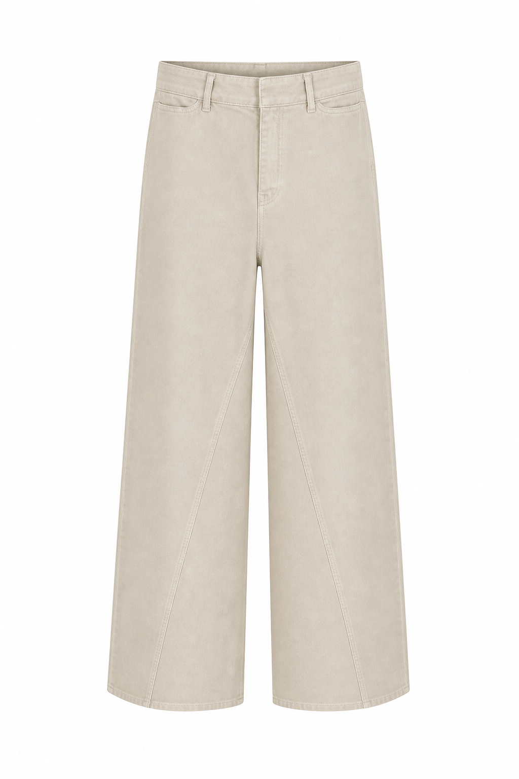Dikiş Detaylı Wide Leg Bej Jean