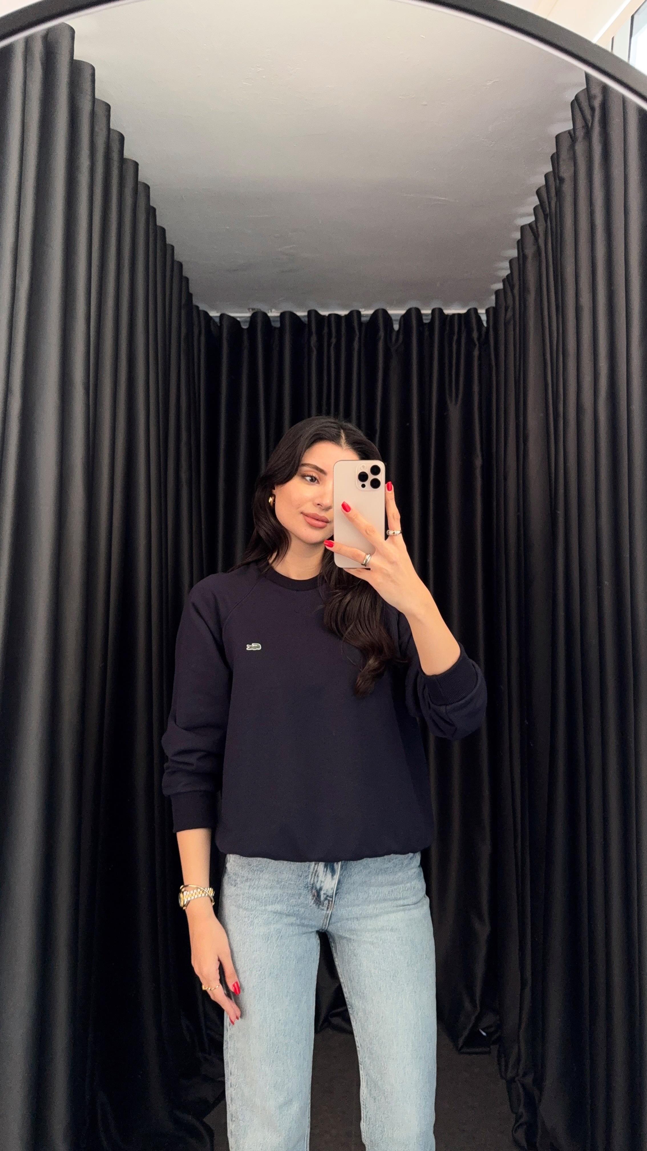 Dikişli Lacivert Sweat