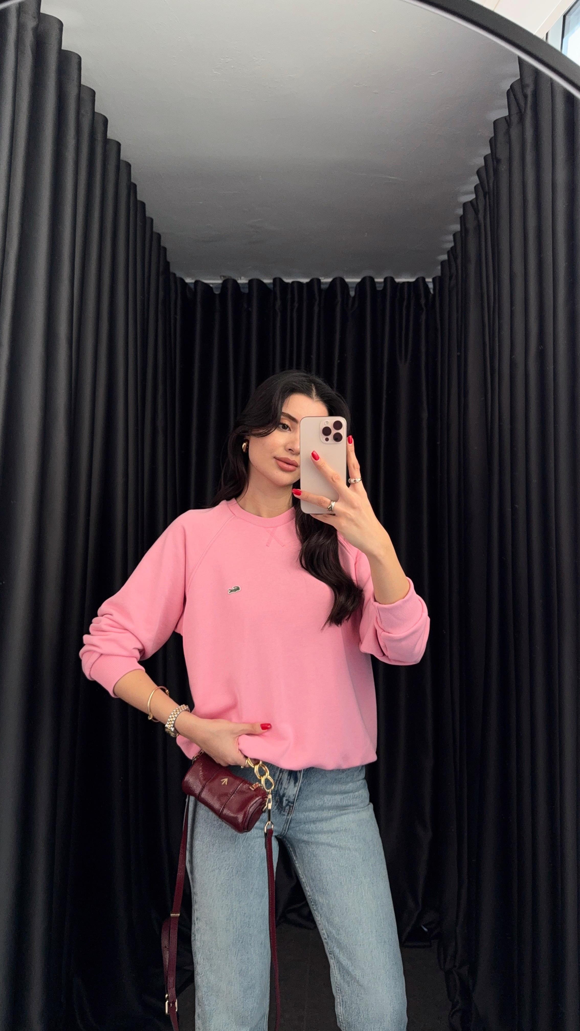 Dikişli Pembe Sweat