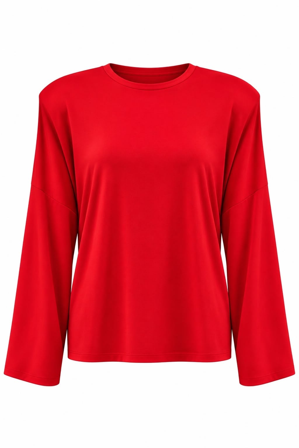 Kırmızı Bisiklet yaka Vatkalı Oversize Sweatshirt