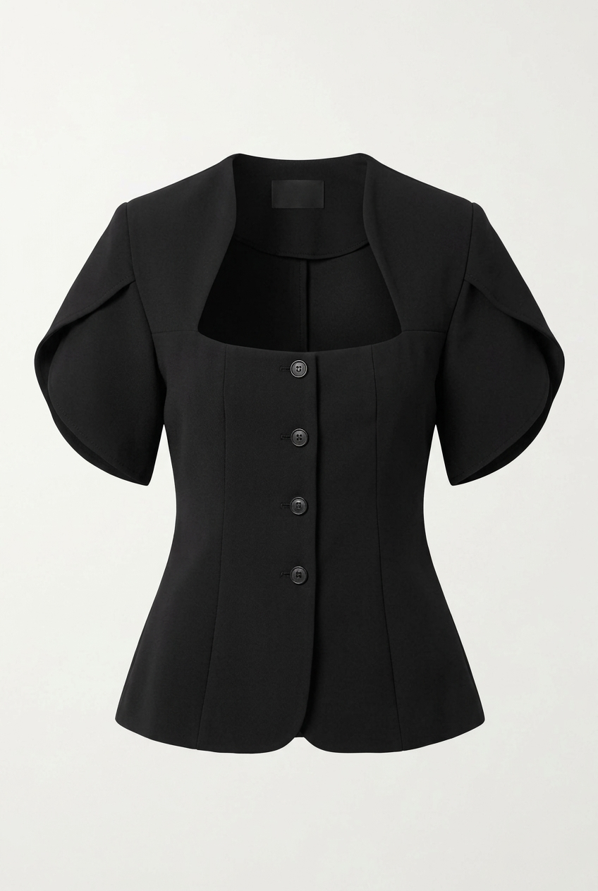 Düğmeli Siyah Bluz