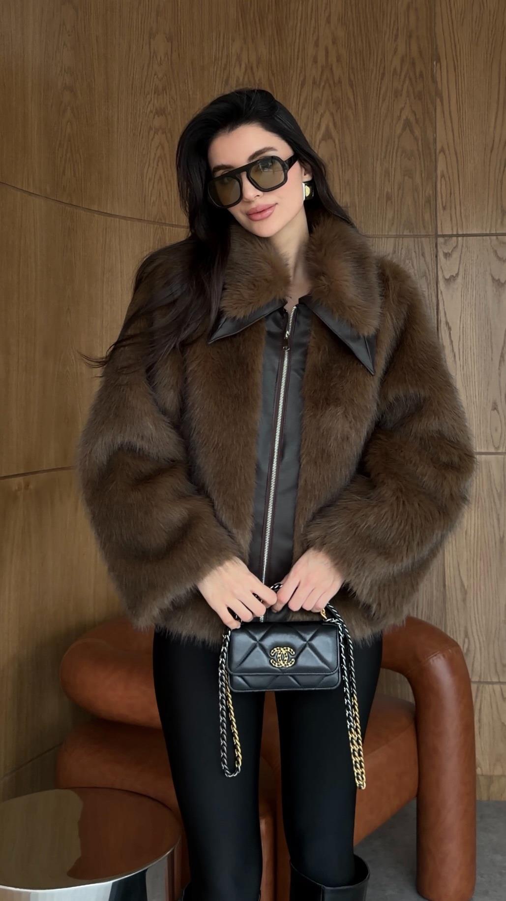 Fermuarlı Acı Kahve Kürk