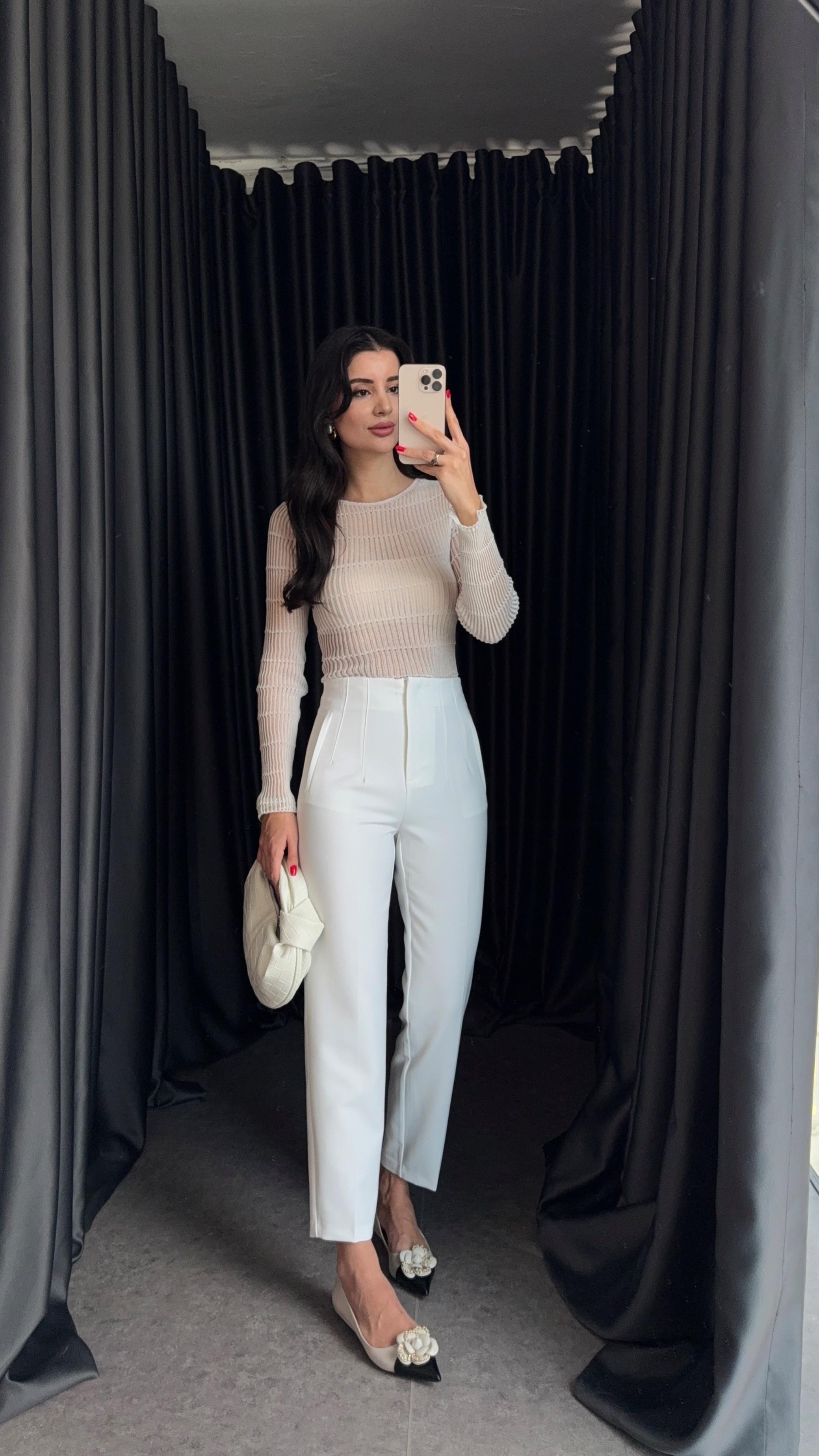 Flatolu Premium Beyaz Pantolon