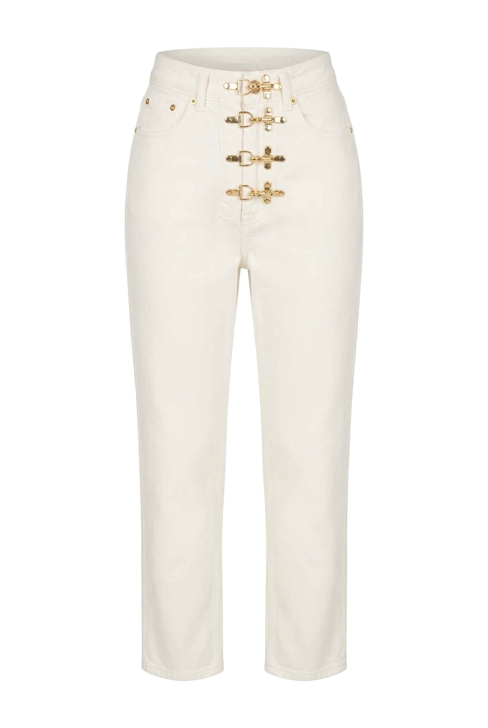 Gold Aksesuarlı Ekru Denim