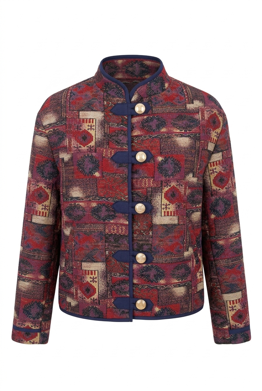 Gold Düğmeli Desenli Ceket