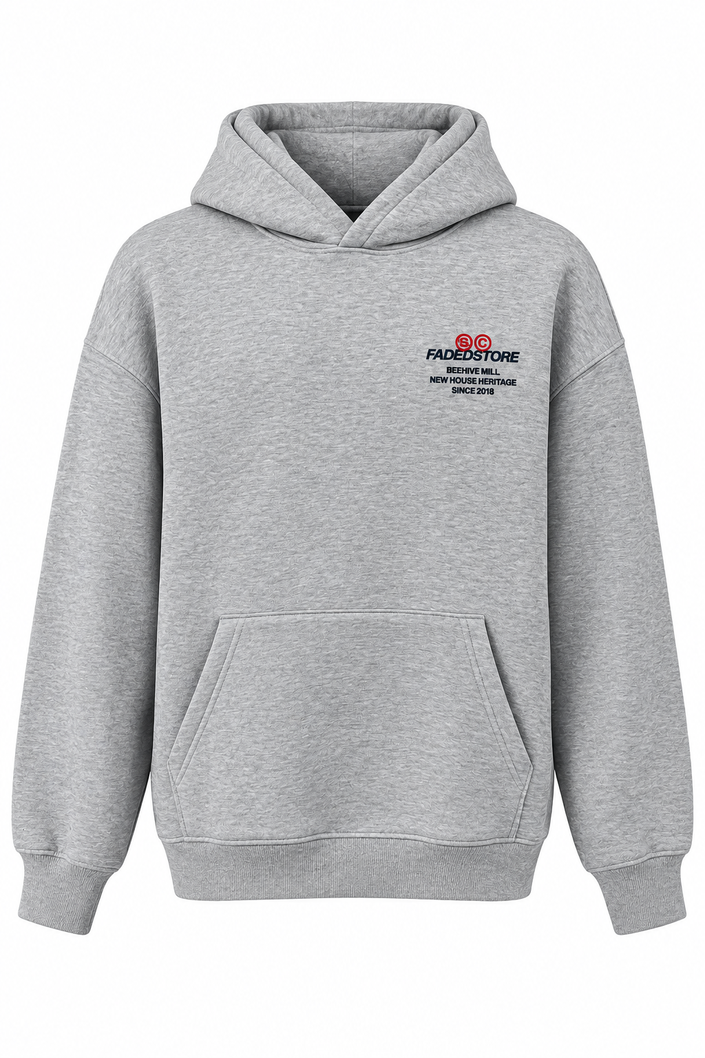Gri Kapüşonlu Sırt Baskılı Sweatshirt