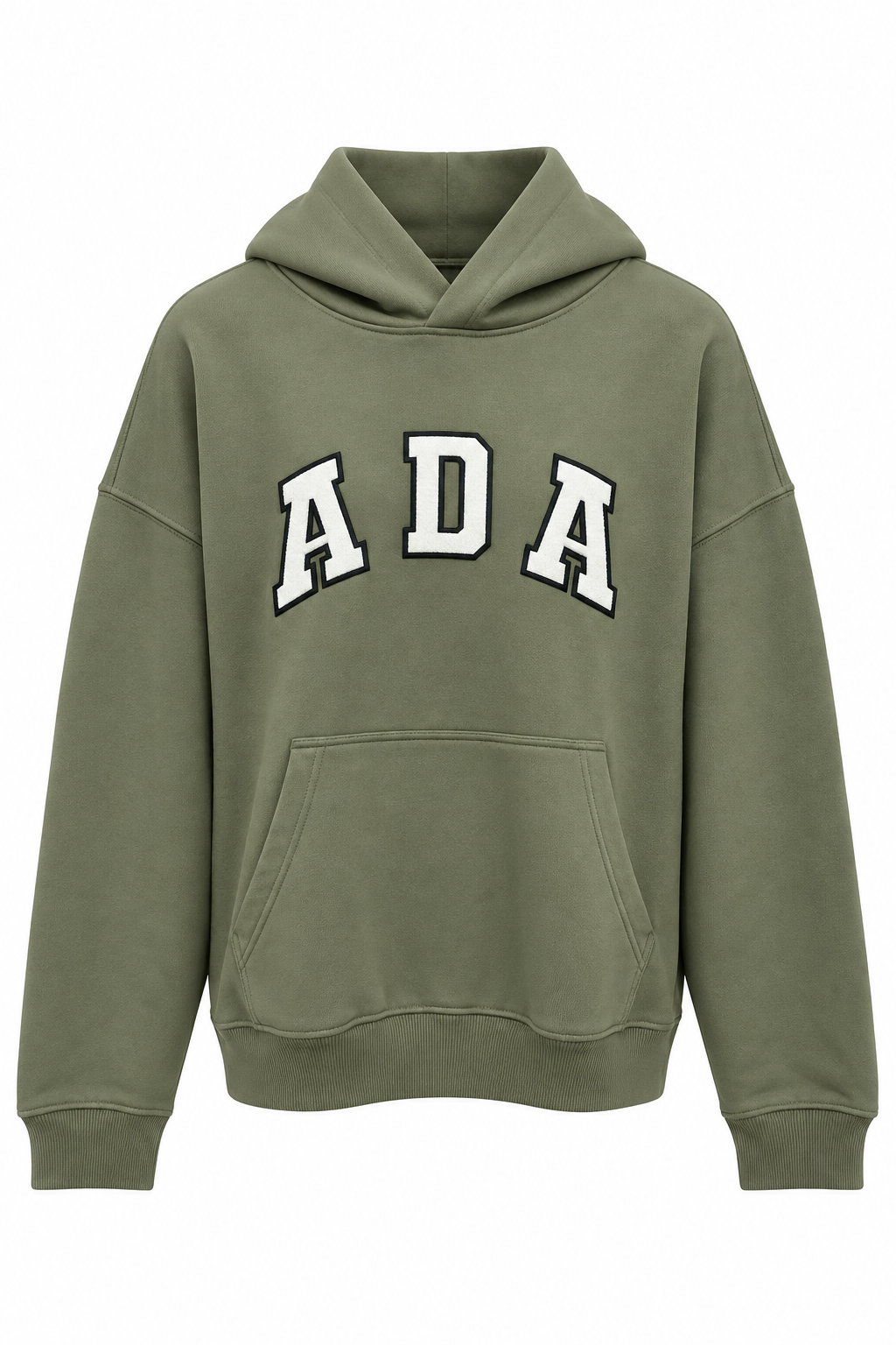 Haki ADA Nakışlı Kanguru Sweatshirt