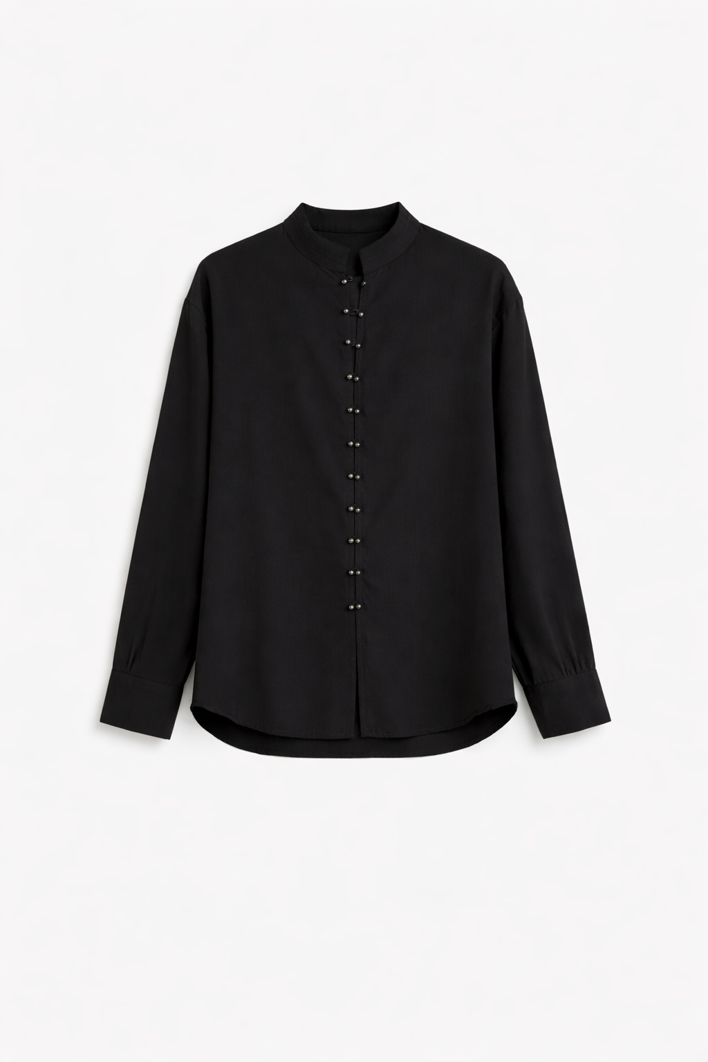 Hakim Yaka Düğmeli Siyah Gömlek