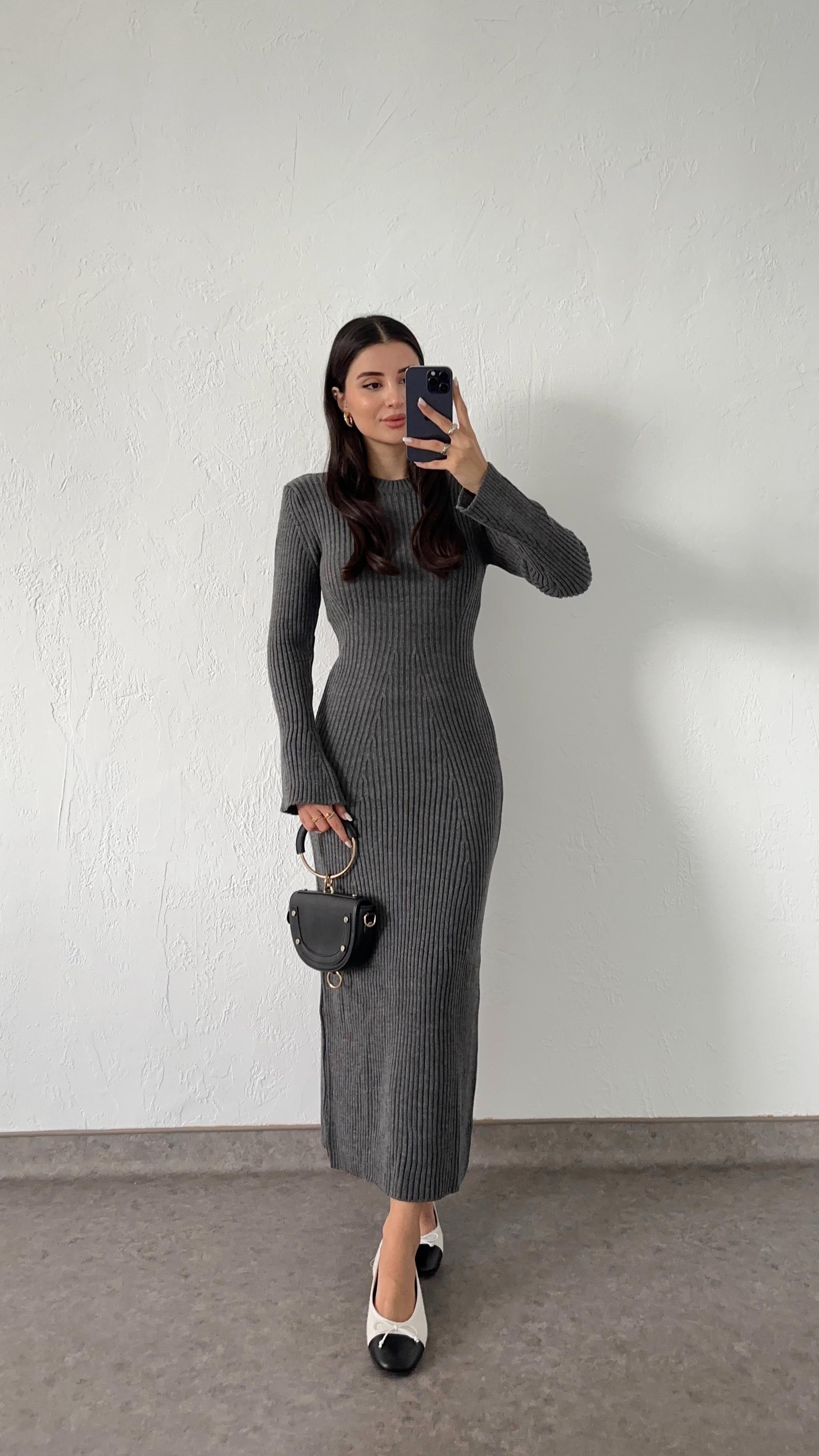 İspanyol Kol Antrasit Elbise