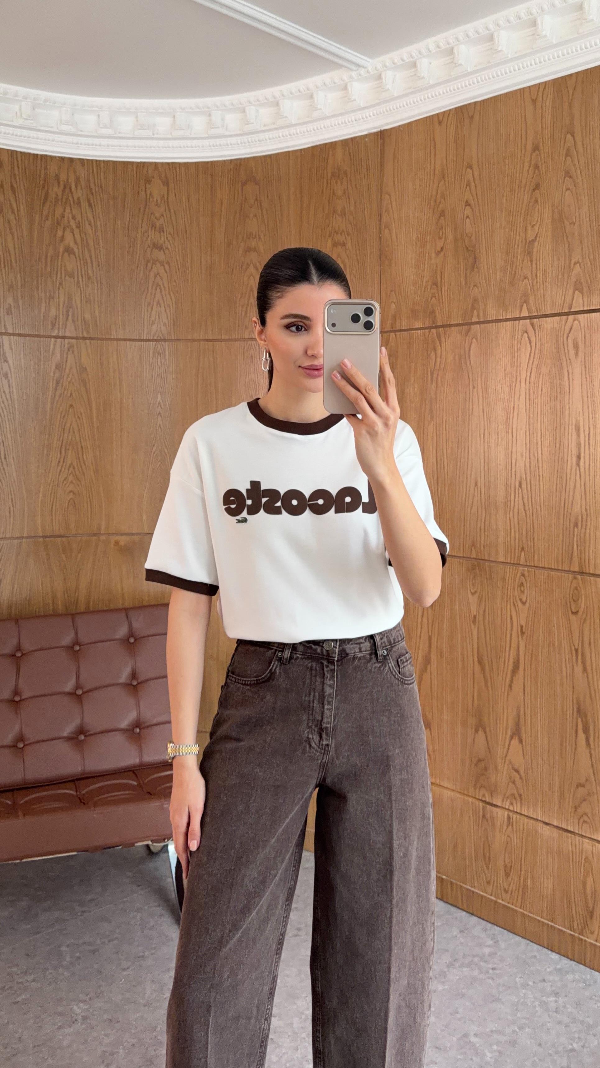 Kabartma Yazılı Coste Kahve Tshirt