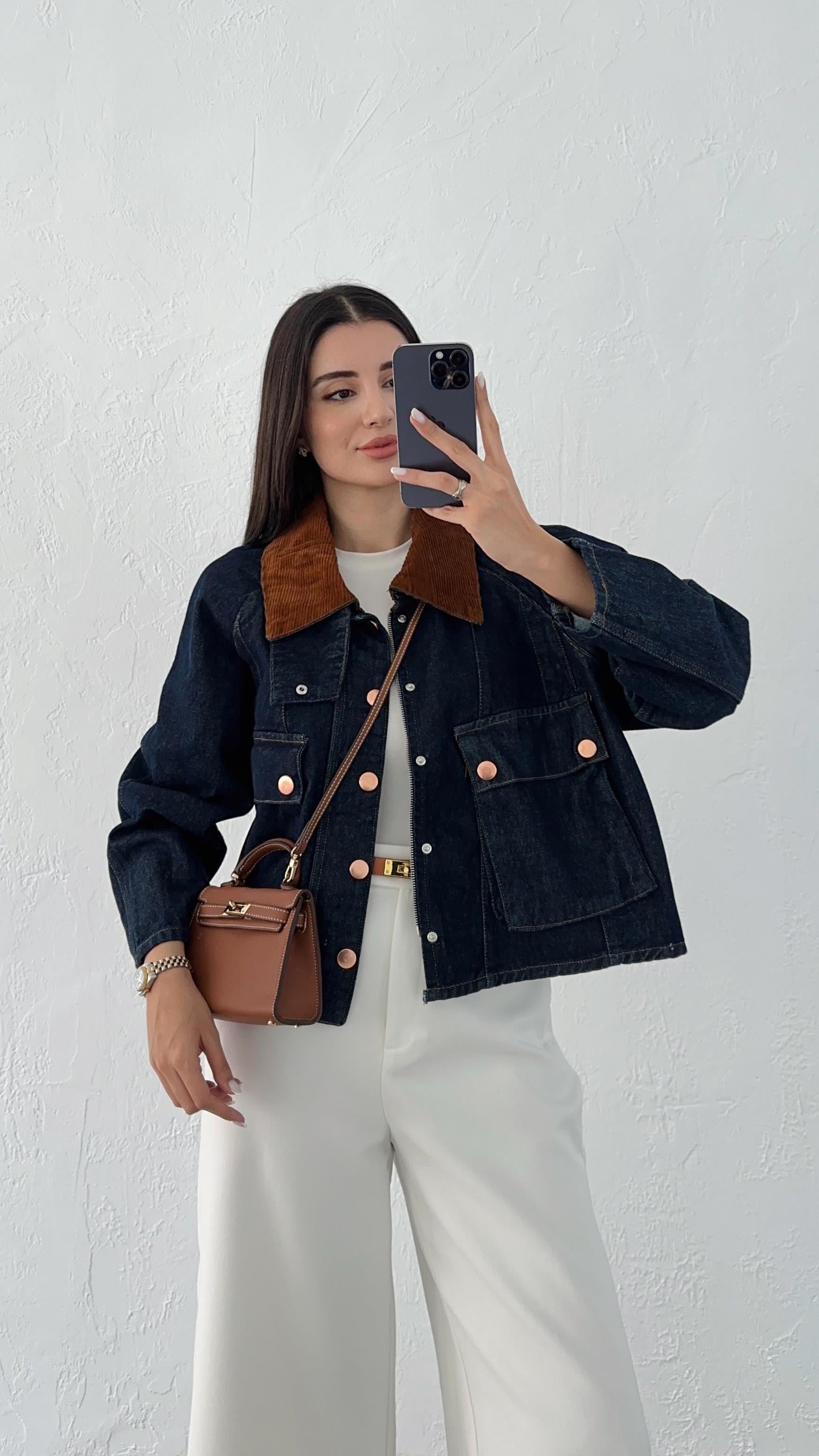 Kadife Yaka Denim Ceket