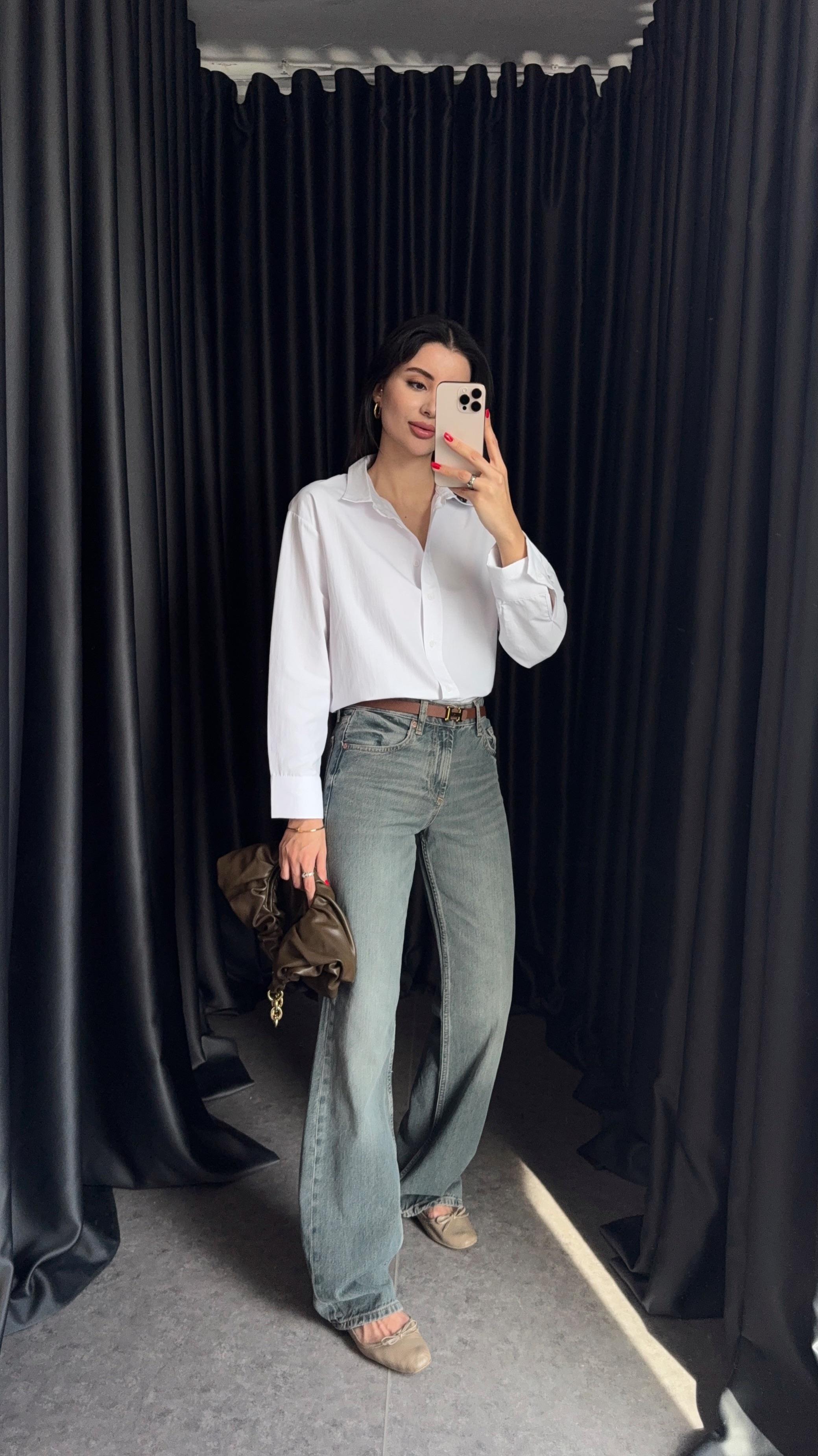 Kahve Dikişli Soluk Jean