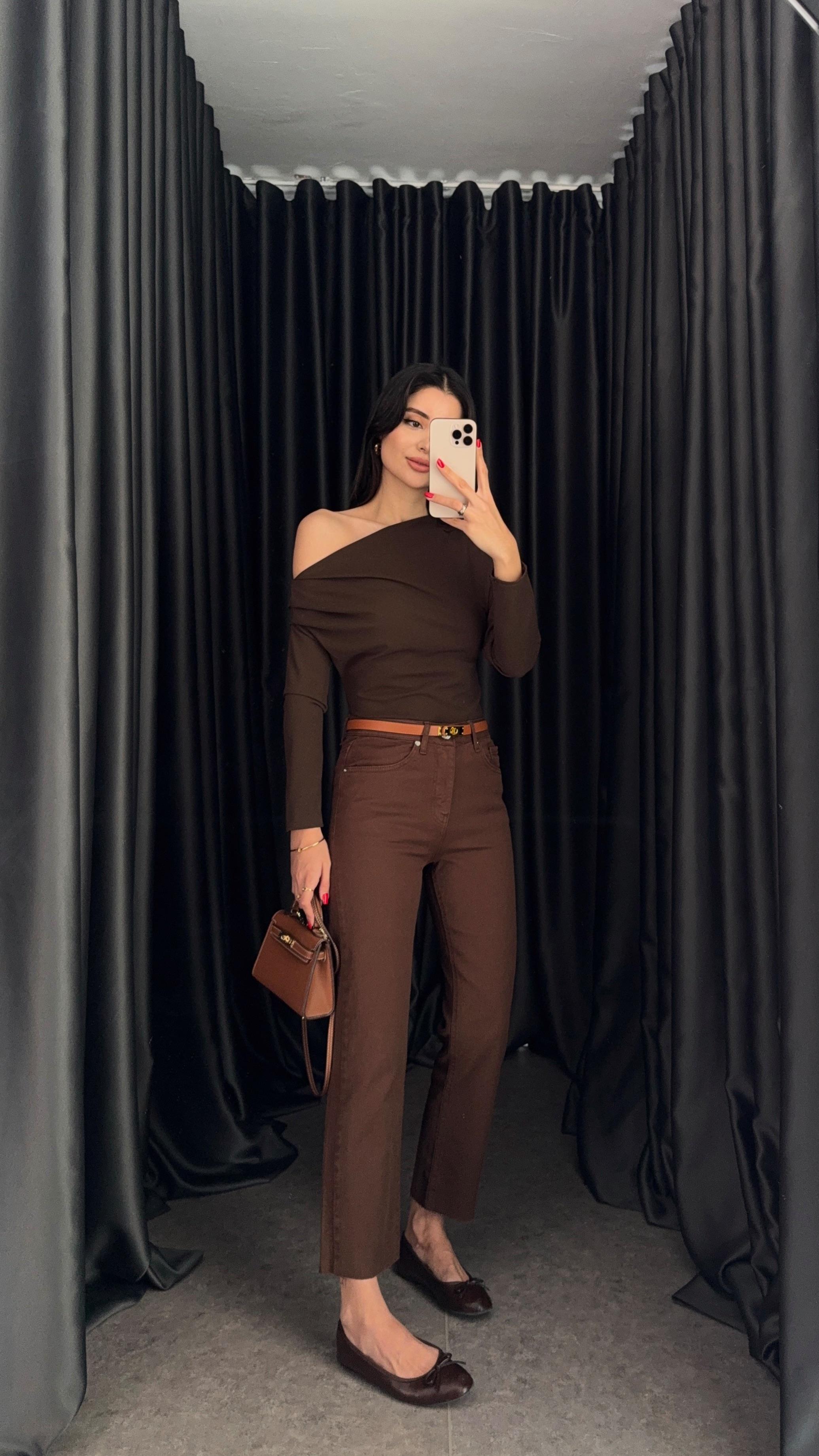 Kahverengi Boyfit Jean