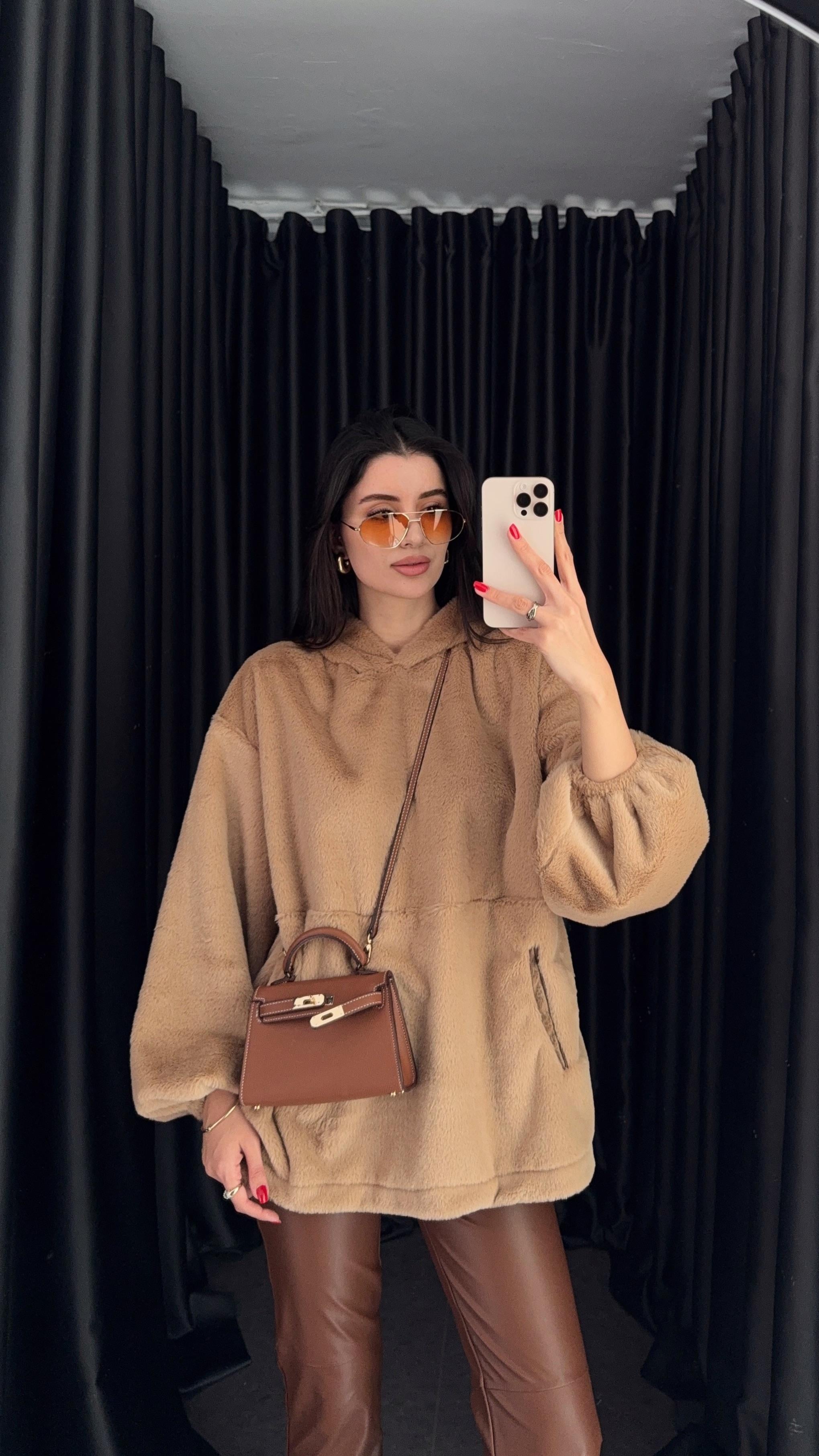 Kahverengi Peluş Sweatshirt