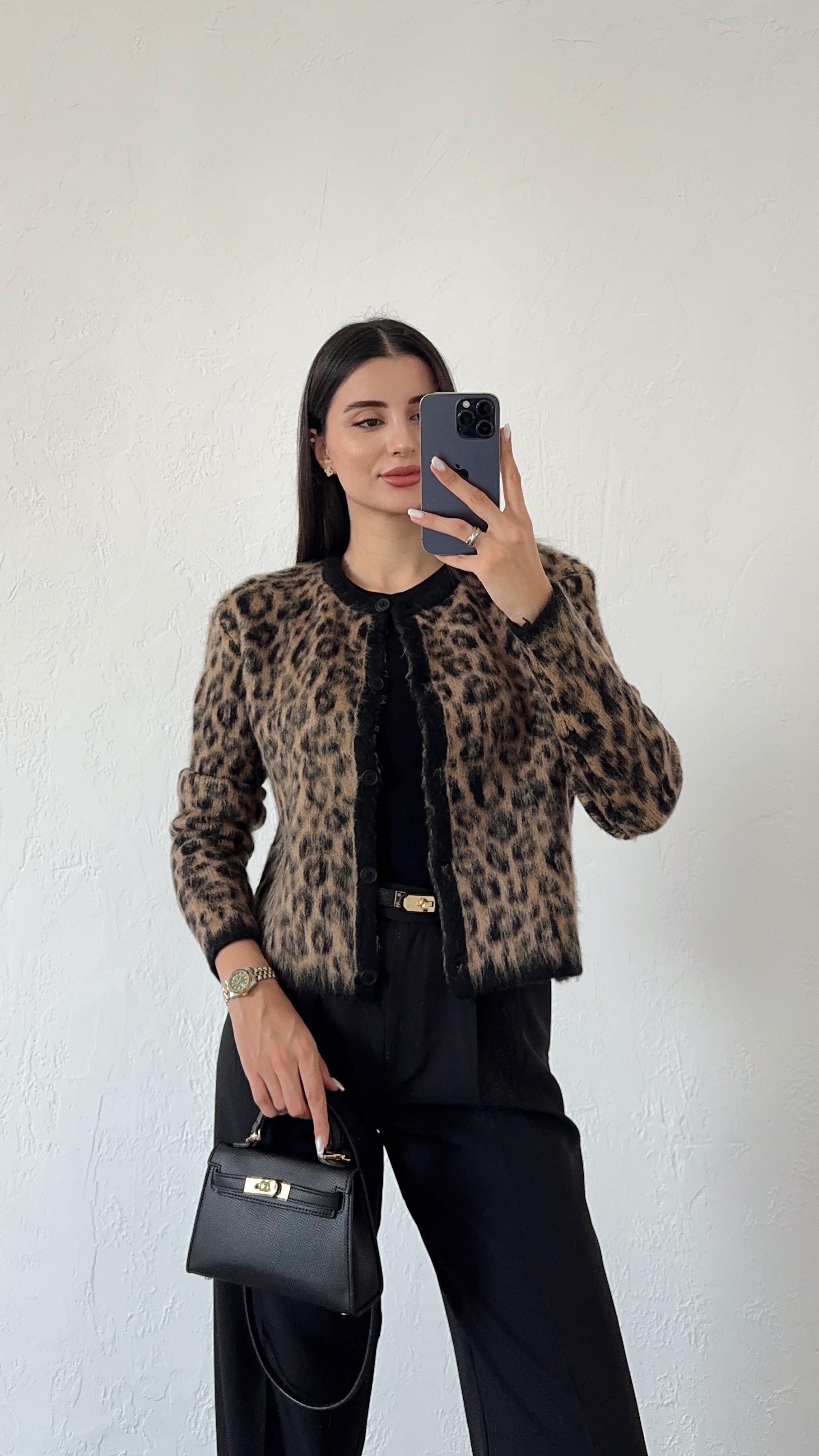 Kahverengi Sakallı Leopar Hırka