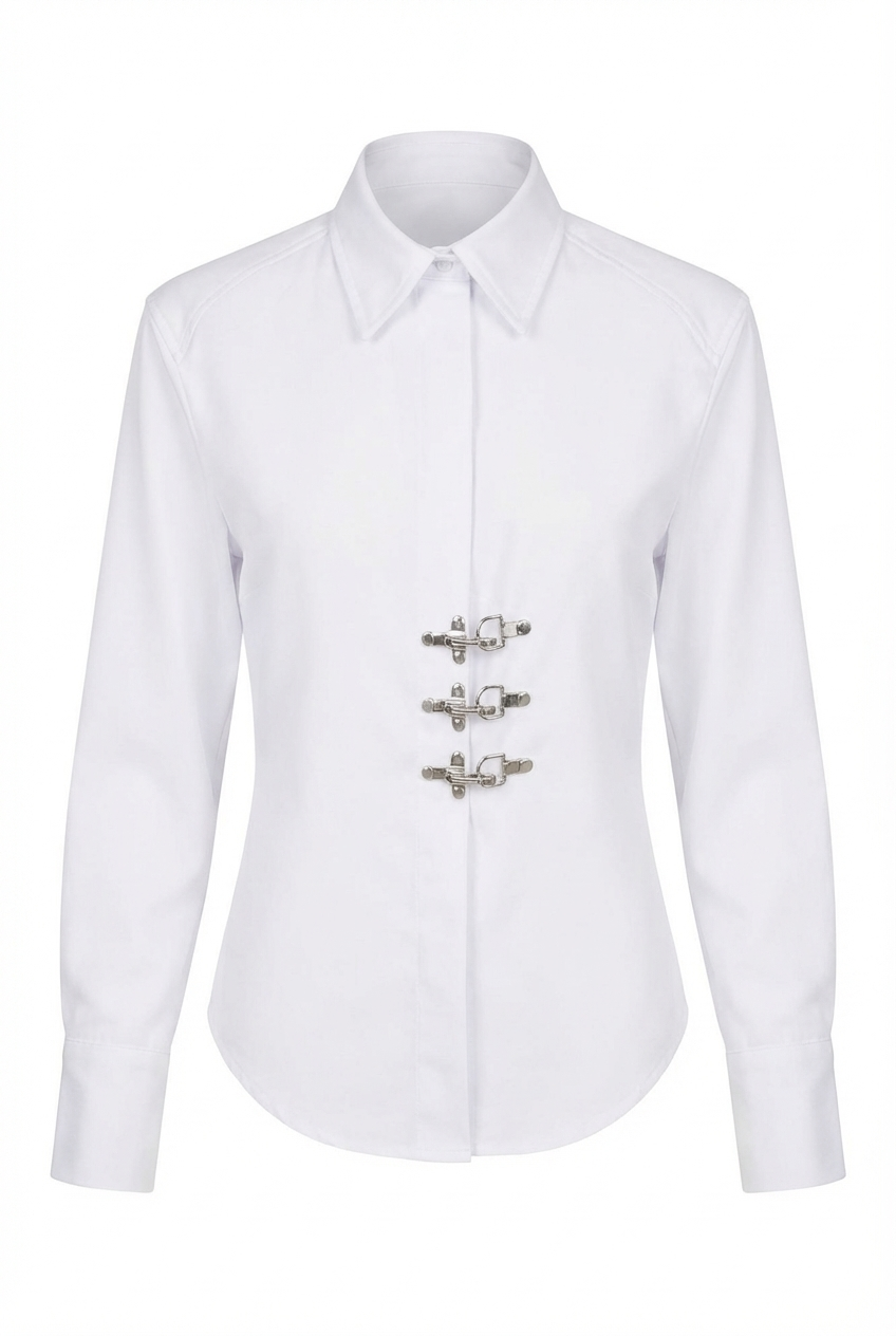 Kancalı Beyaz Gömlek