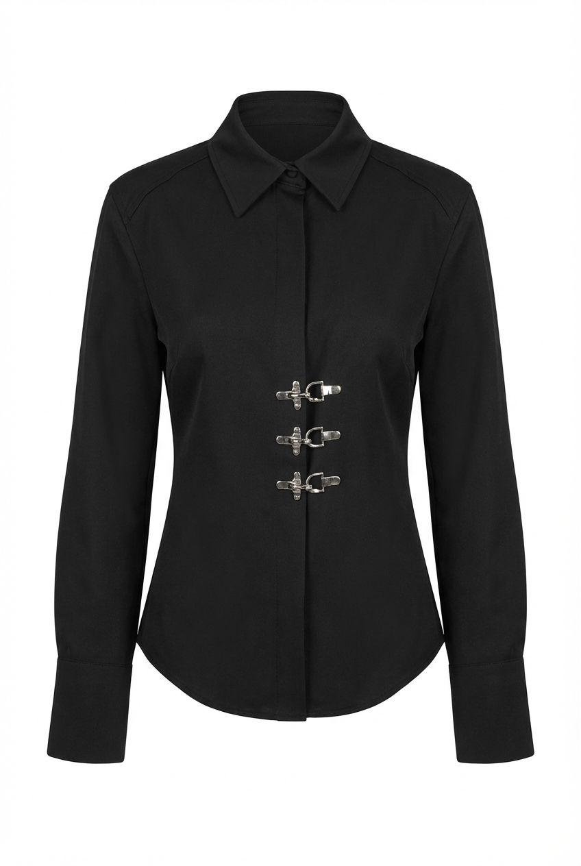 Kancalı Siyah Gömlek