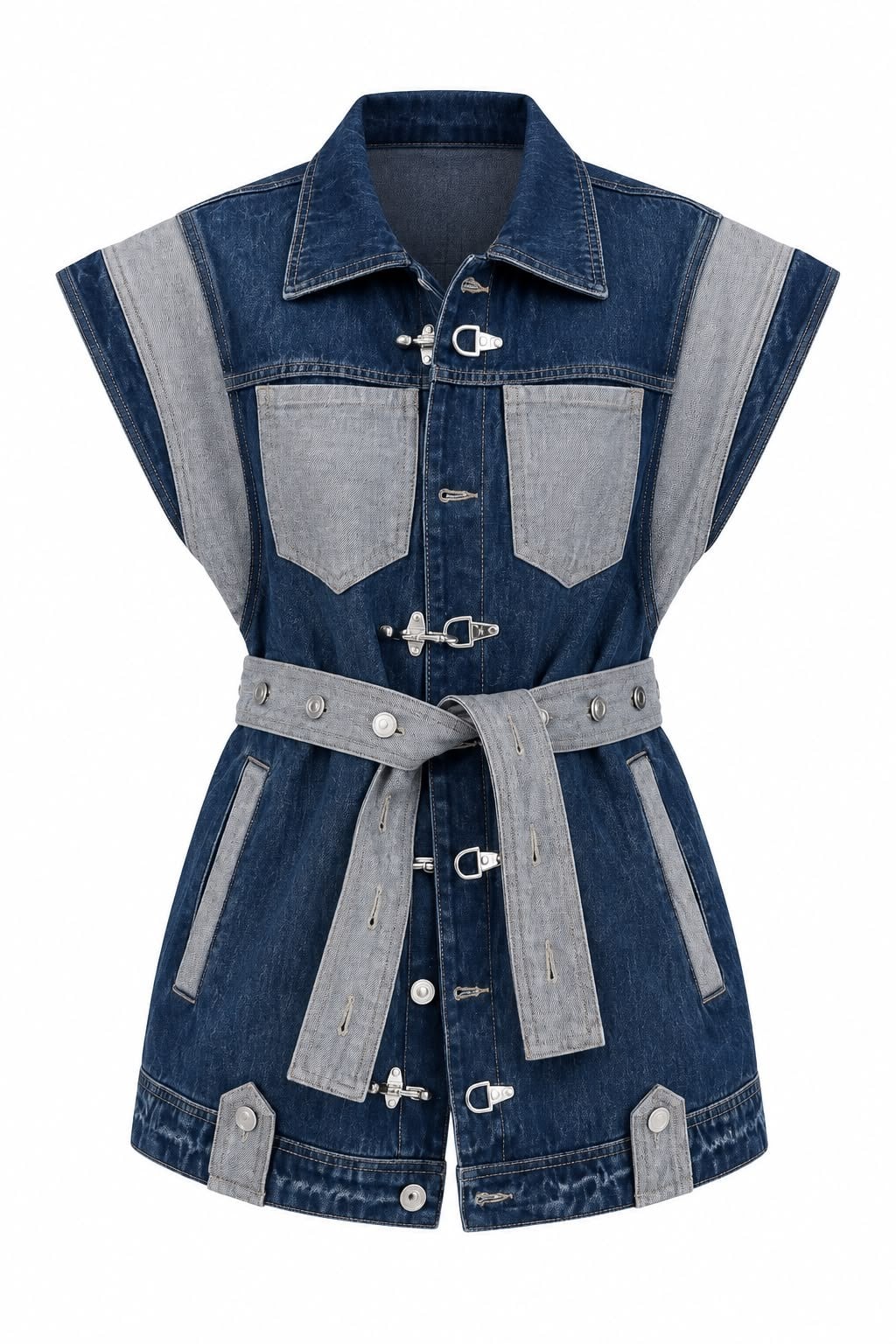 Kancalı Tasarım Denim Yelek
